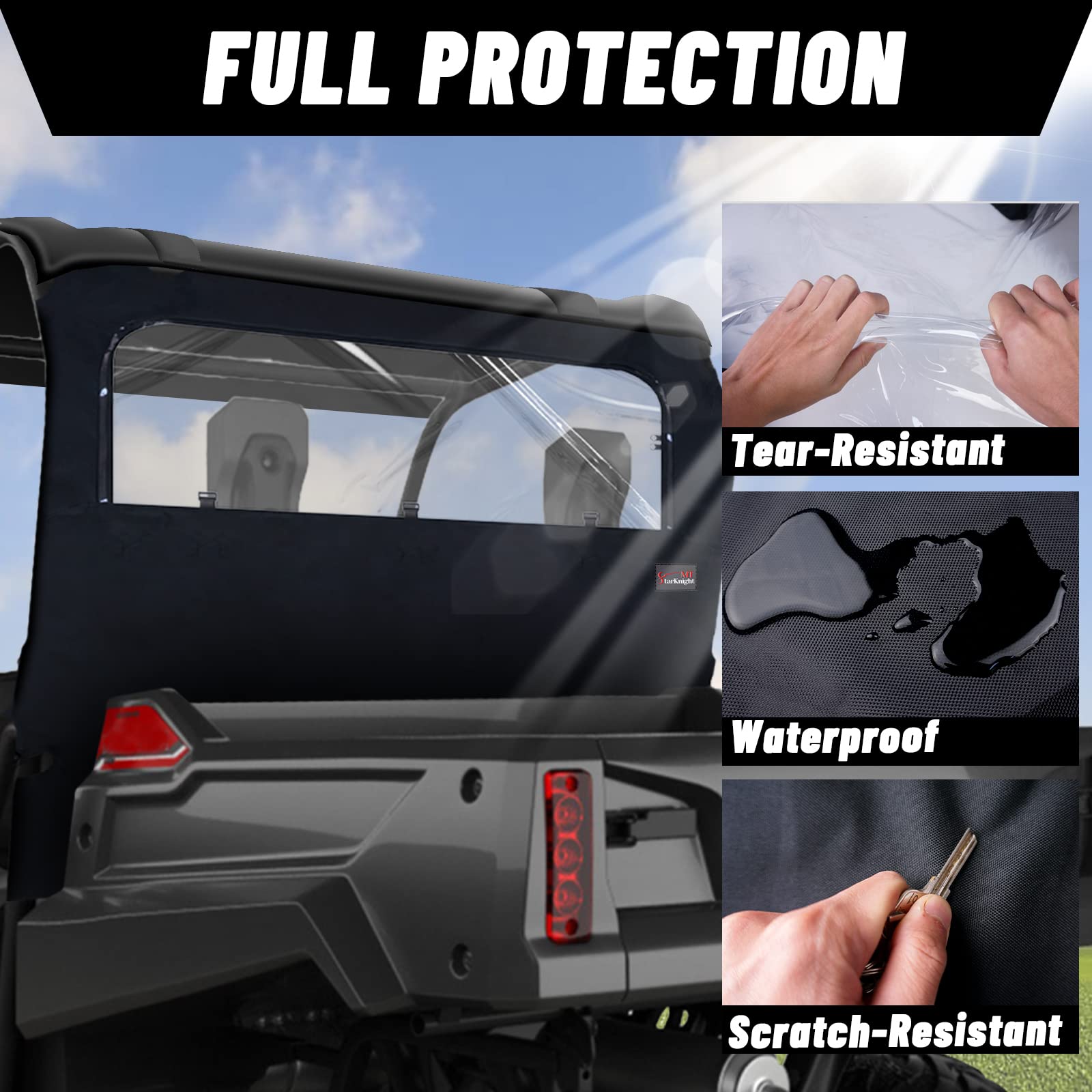 Starknightmt Pioneer 700 Soft Rear Window, Back Dust Panel With Zipper Compatible With 2014-2023 Pioneer 700/700-4 Durable Rainp