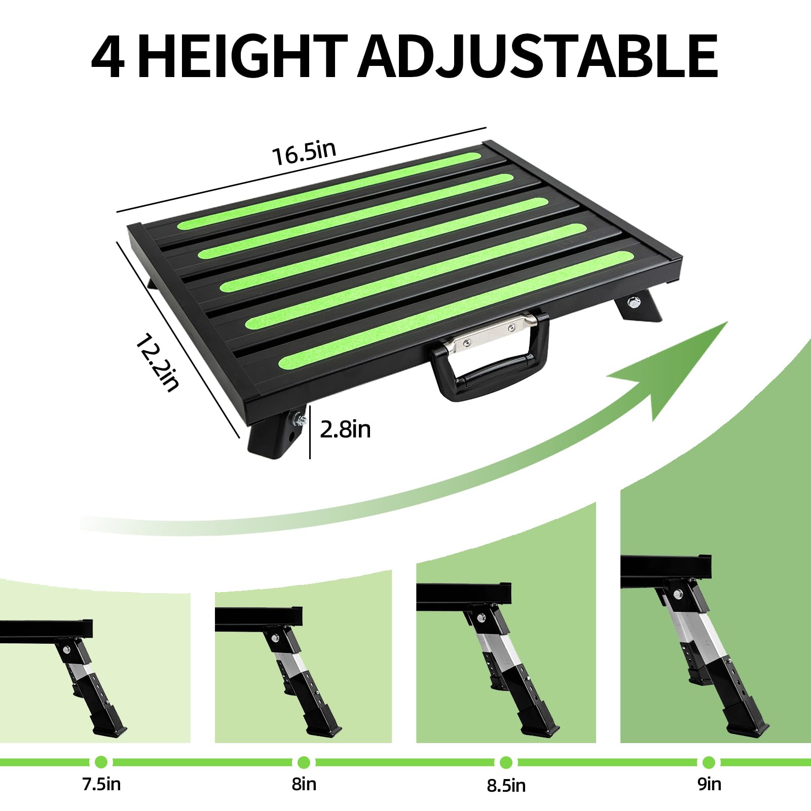 Garfatolrv 19     14.5    Large Rv Steps With Glow In The Dark Tapes Adjustable Rv Step Aluminum Rv Step Supports Up To 1500 Lbs