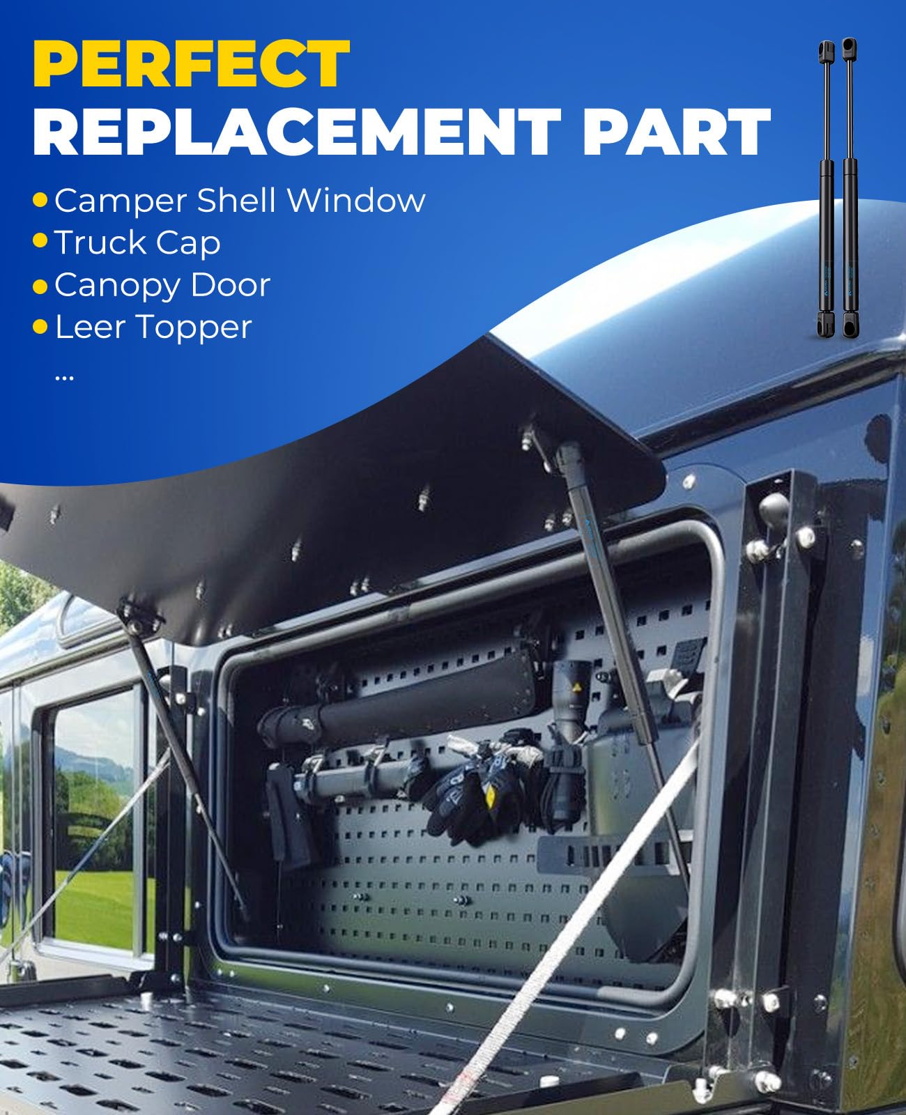 Arana Gas Struts 15 Inch 60 Lbs, Ml13-60 Gas Lift Struts, Gsni-5150-60 Strut 15 Inch Piston For Leer Topper Camper Shell Truck C