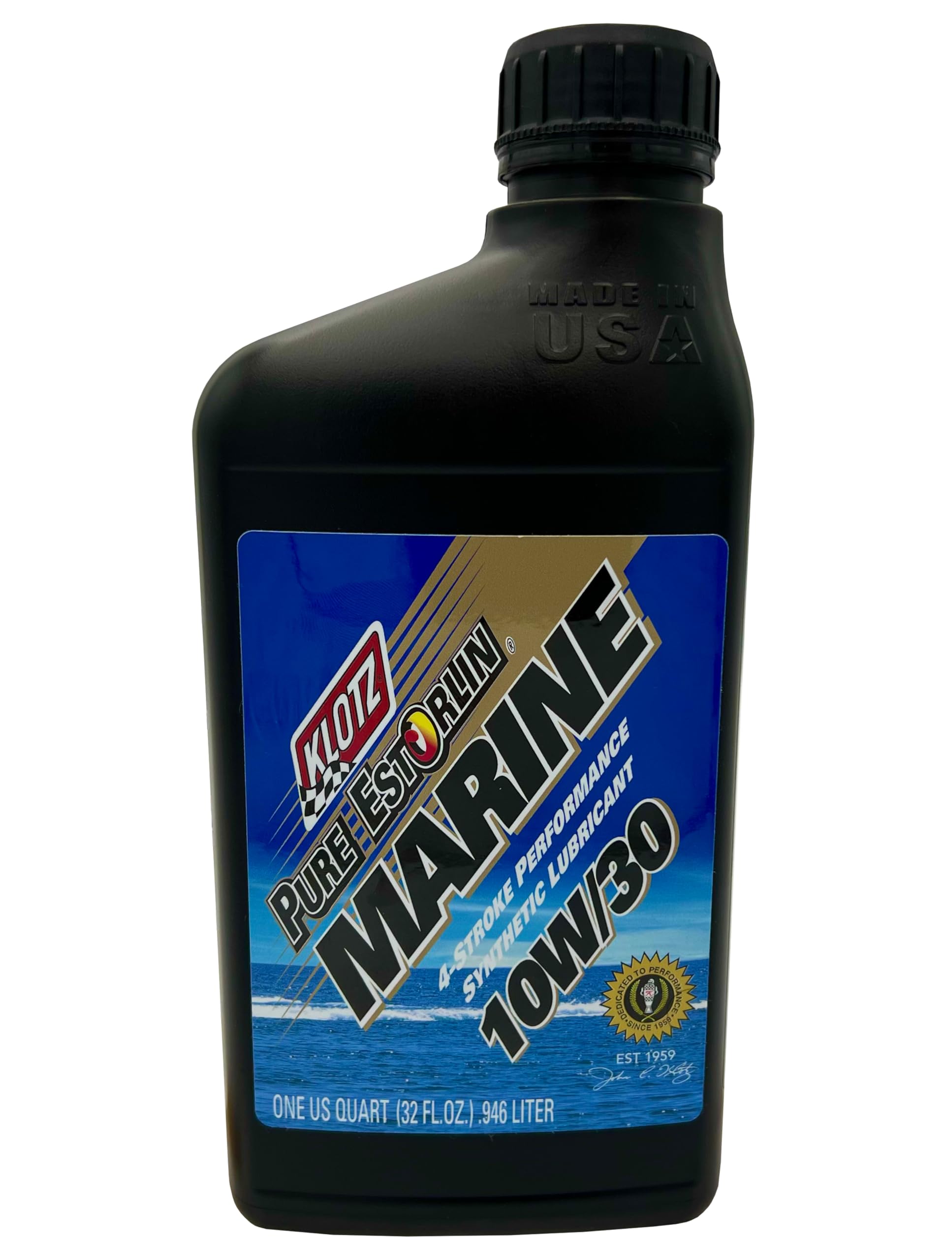 Klotz Pure Estorlin Marine Oil 10W-30 Synthetic Lubricant, 4-Stroke Outboard, Inboard, PWC Motor Oil Lube | Extreme Anti-Wear & 