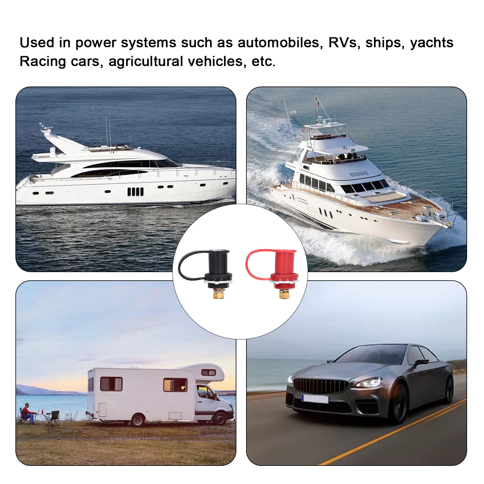 250A Battery Charger Post Kit 20Mm Stud Battery Post Pile Jumper Terminal Black Red Ul94 V-0 Fire Rating For Car Rv Truck Chargi