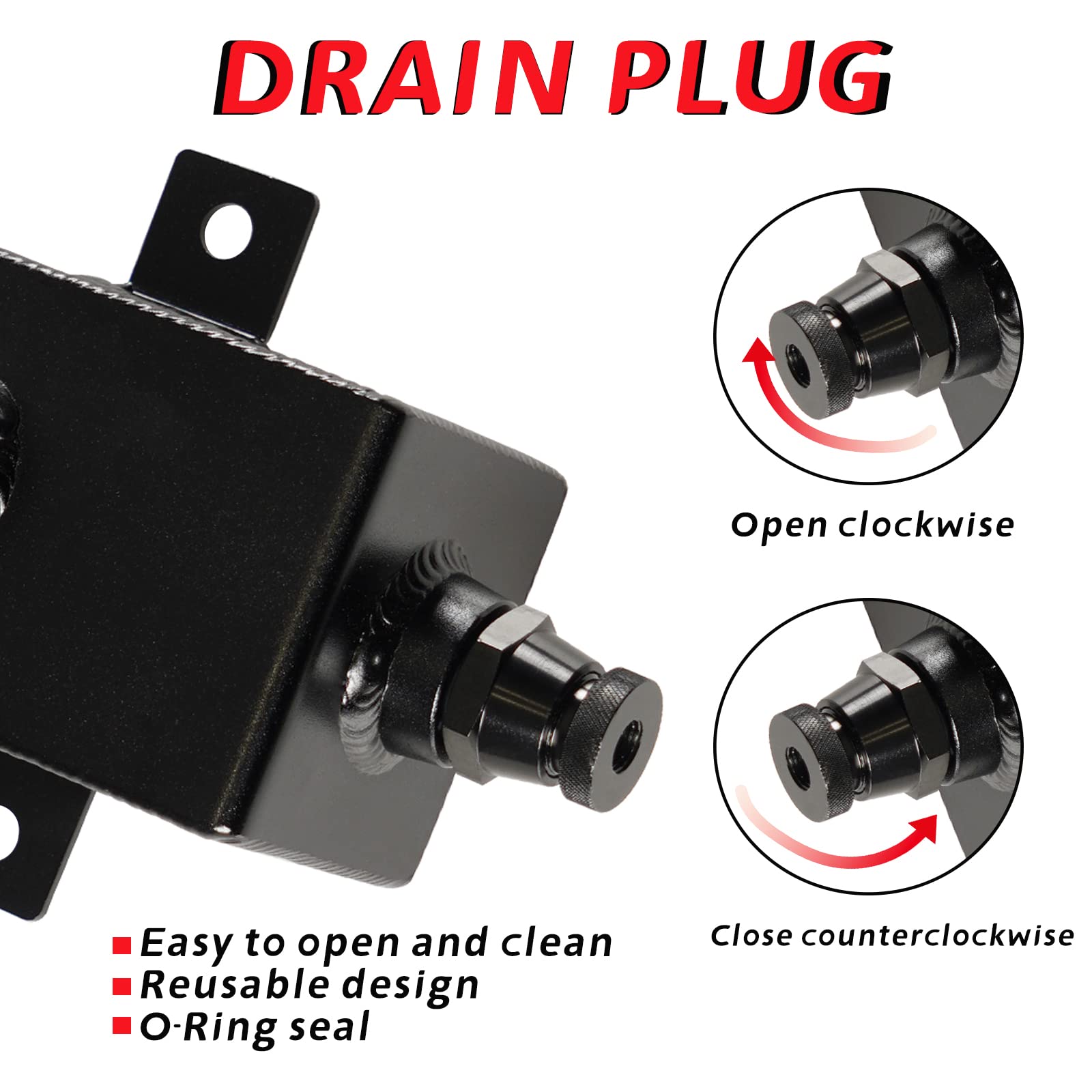 POSENG Universal 10AN Oil Catch Can Tank Baffled 1L with Filter Aluminum Black