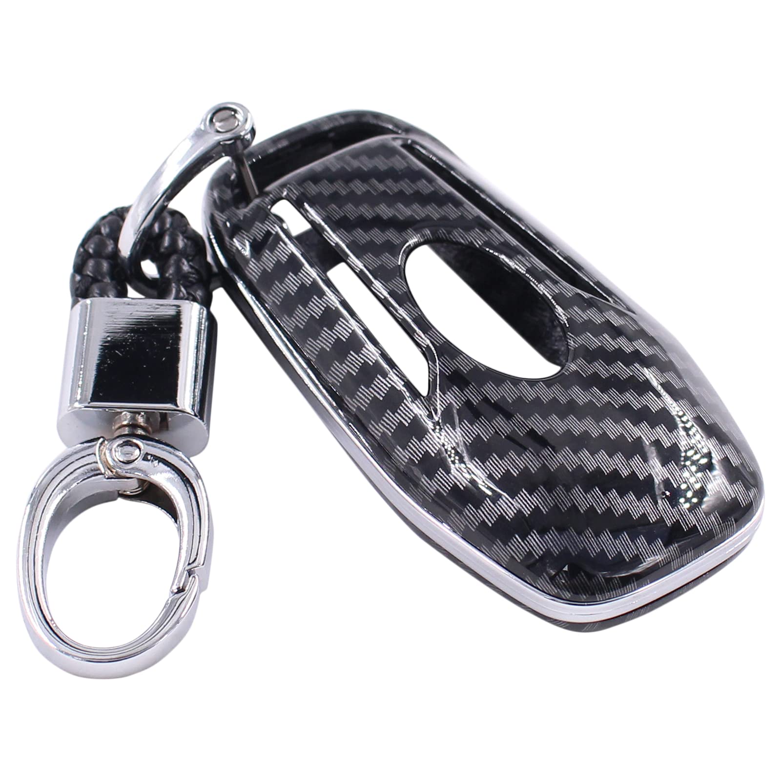 Newyall Carbon Fiber Smart Remote Key Fob Case Cover With Keychain For Ford Edge F-150 F-250 Super Duty Mustang 2015-2017 Explorer 2016-2017 Fusion For Lincoln Mkz 2013-2017