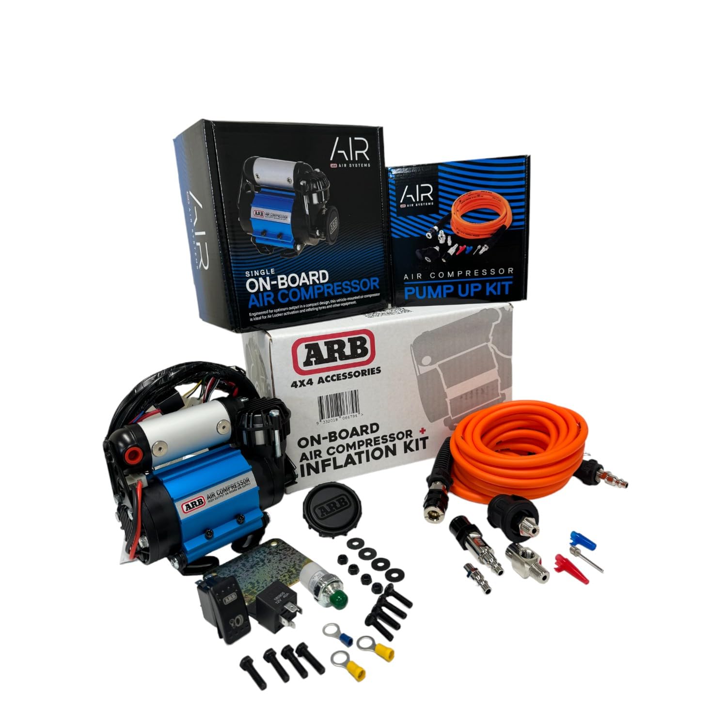 Arb Inflation Kit Air Compressor And Orange Air Hose Pump Up Kit With Quick Fitting Bundle On Board System, Ckma12 And 171302 Pa