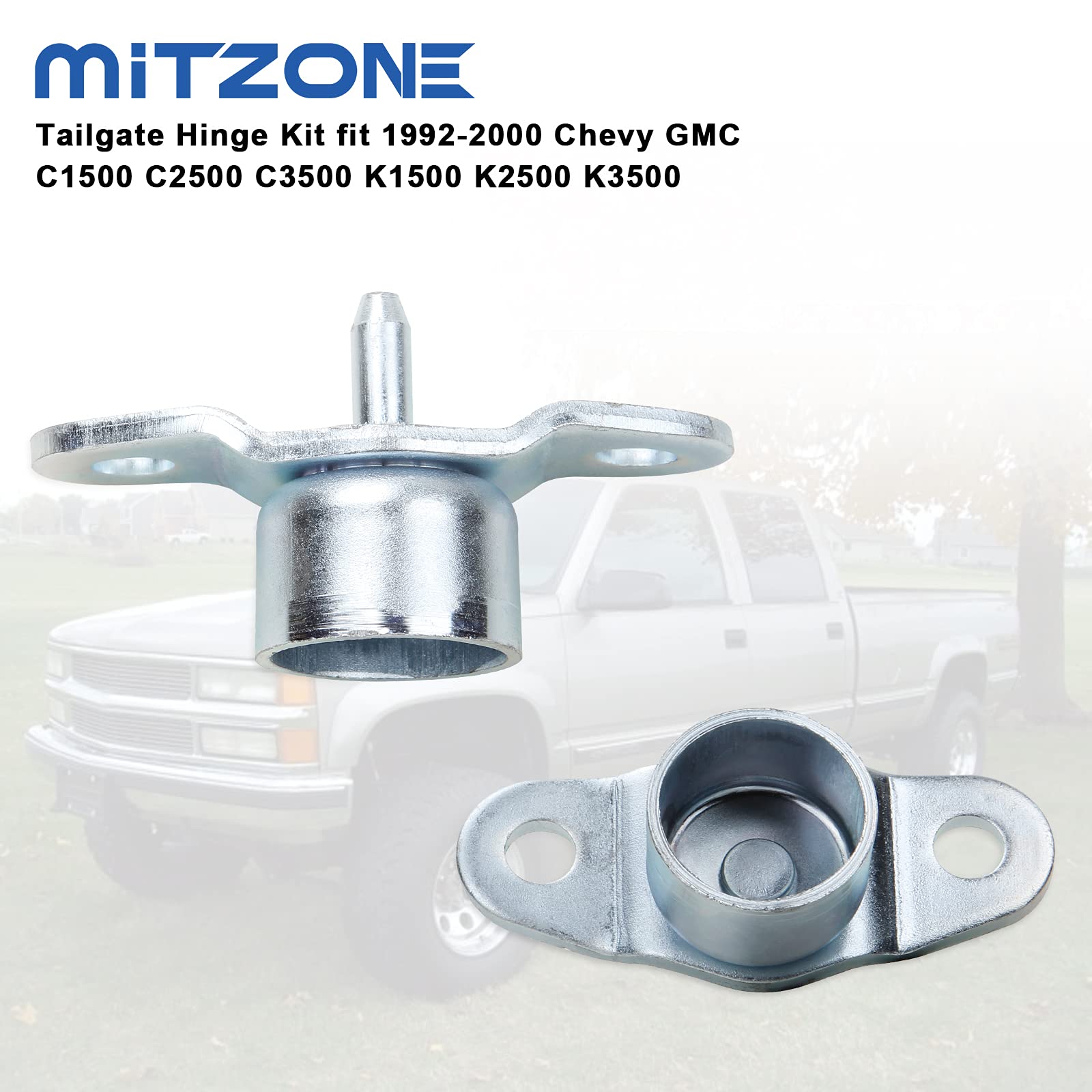 MITZONE Tailgate Hinge Kit Compatible with 1992-2000 Chevy GMC C1500 C2500 C3500 K1500 K2500 K3500 Replace # 15521579 15603558 1