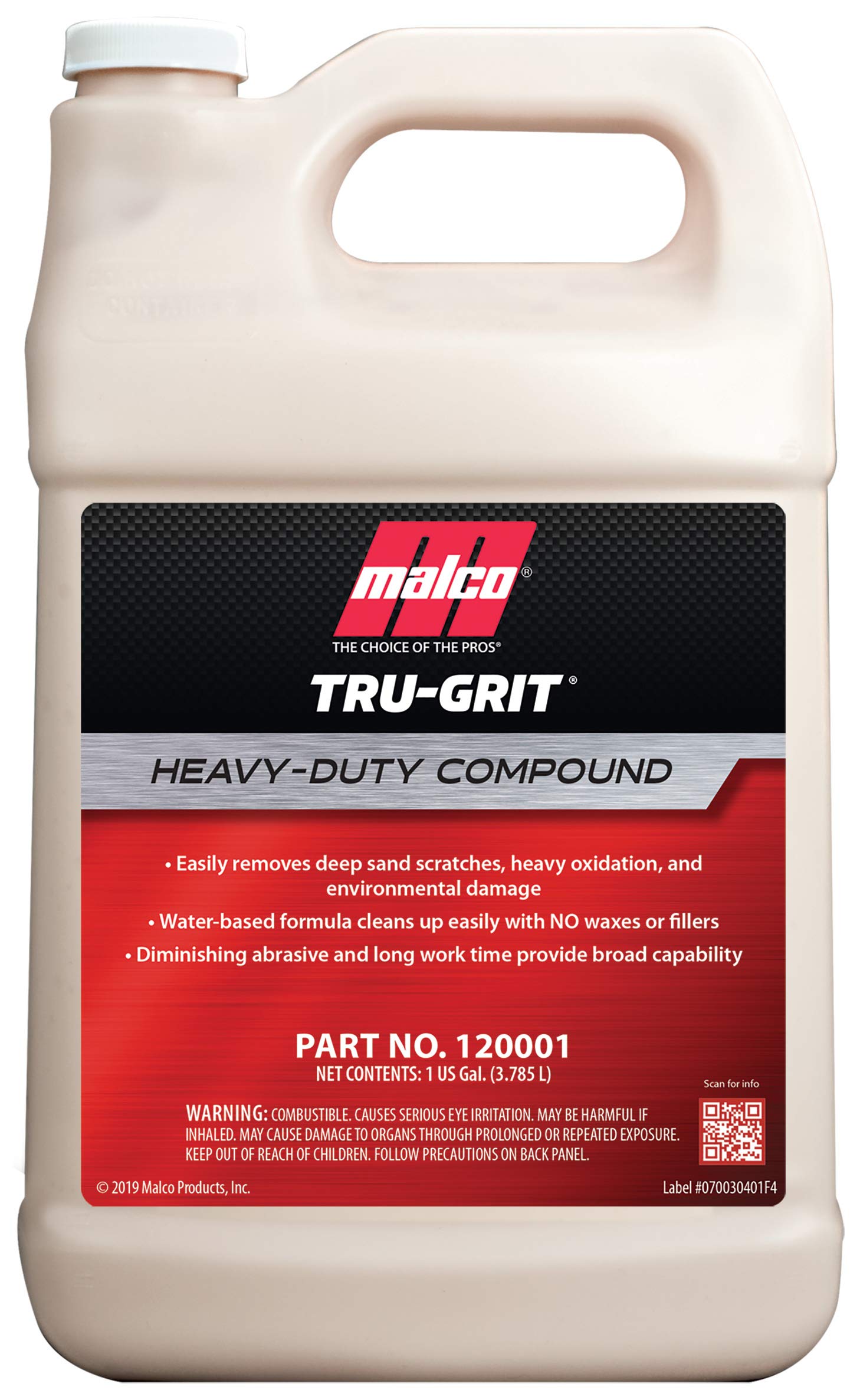 Malco Tru Grit Heavy Duty Buffing & Polishing Compound, 32 Oz - Automotive Paint Correction, Removes 1000-1500 Grit Scratches