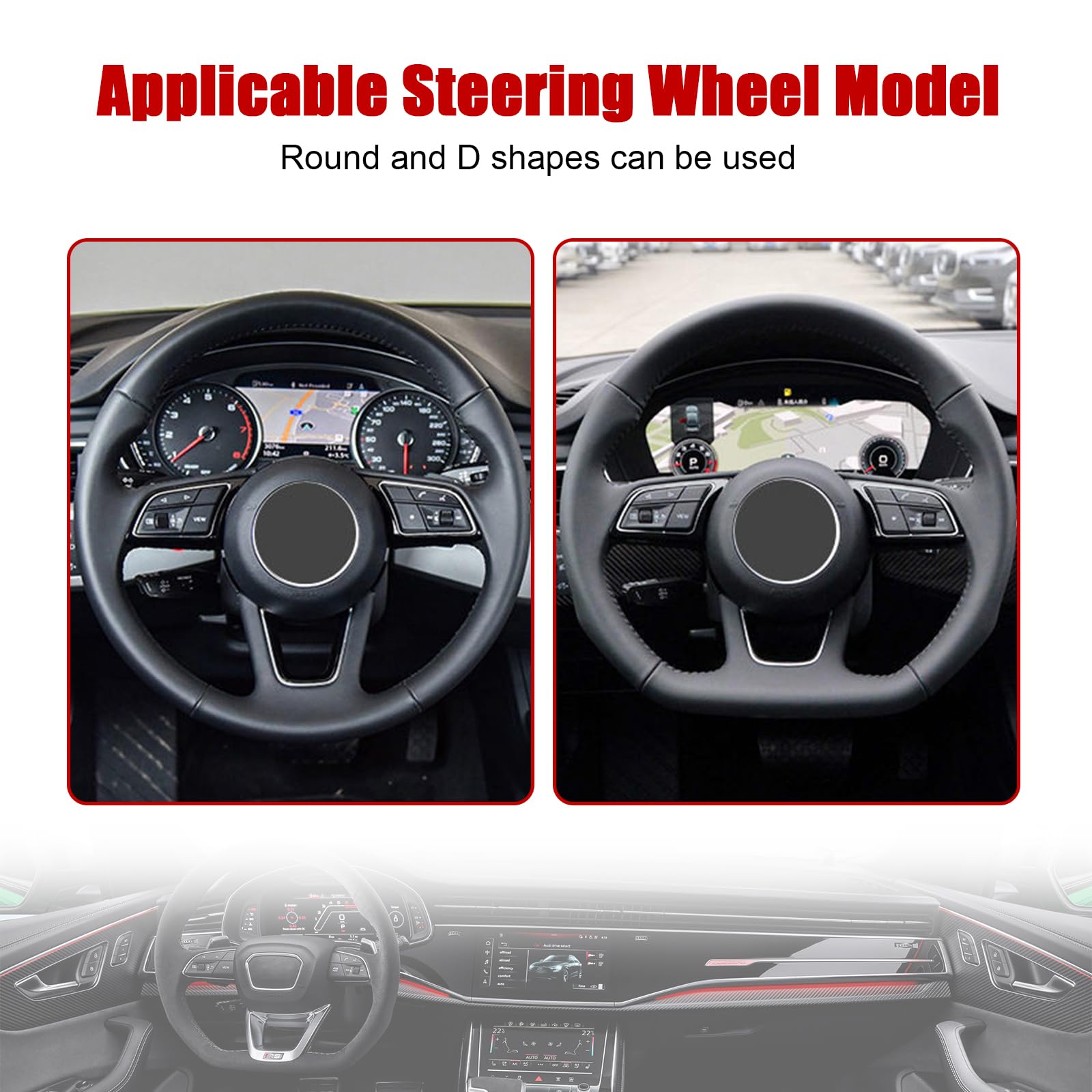 Ziciner Leather Steering Wheel Cover, Stitch On Wrap, Breathable Anti-Slip Car Steering Wheel Protector for Max Diameter 15'', D