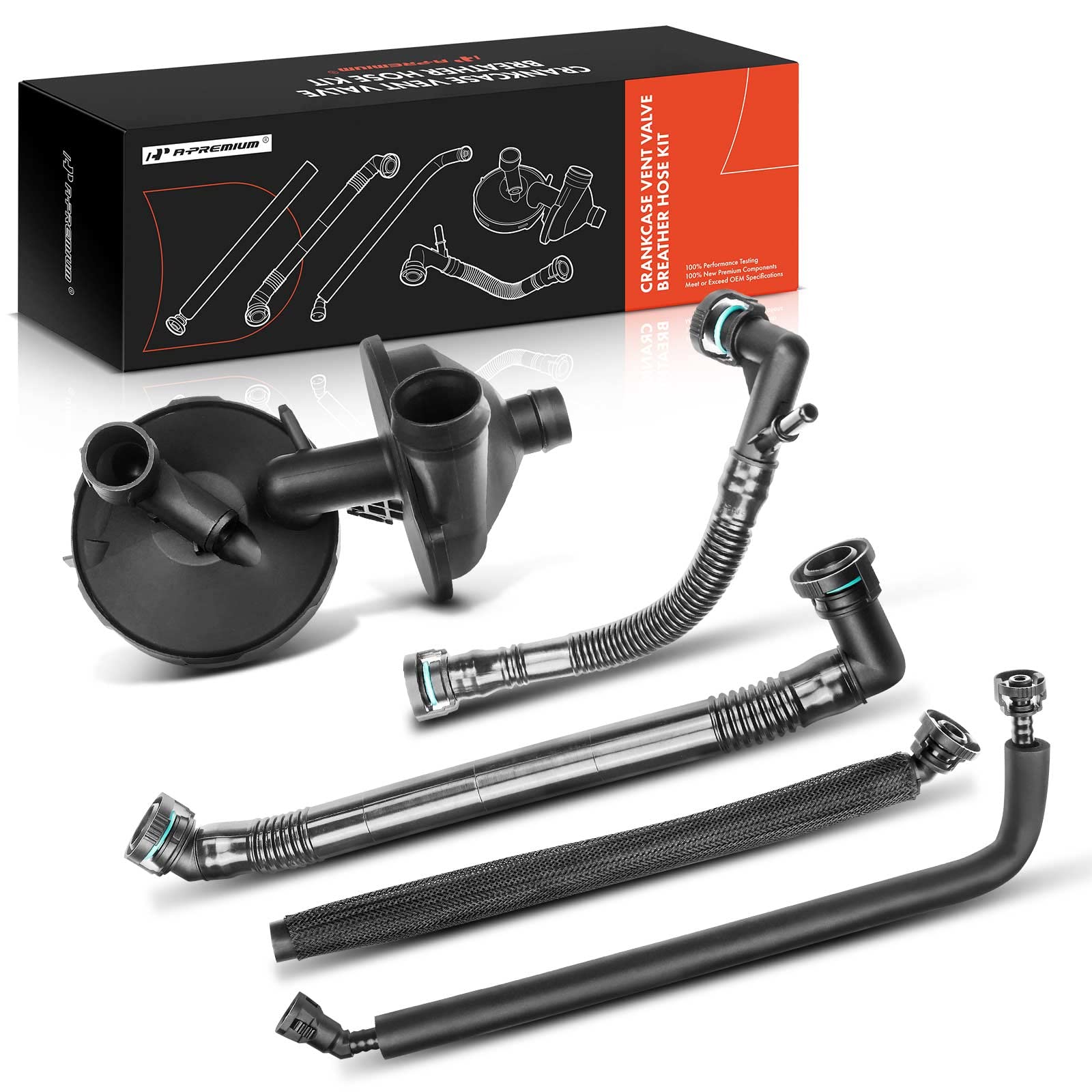 A-Premium 5 Pcs Crankcase Vent Valve Breather Hose Kit (Pcv) Ventilation Separator Compatible With Bmw Models - E36 E46 E39 E60-