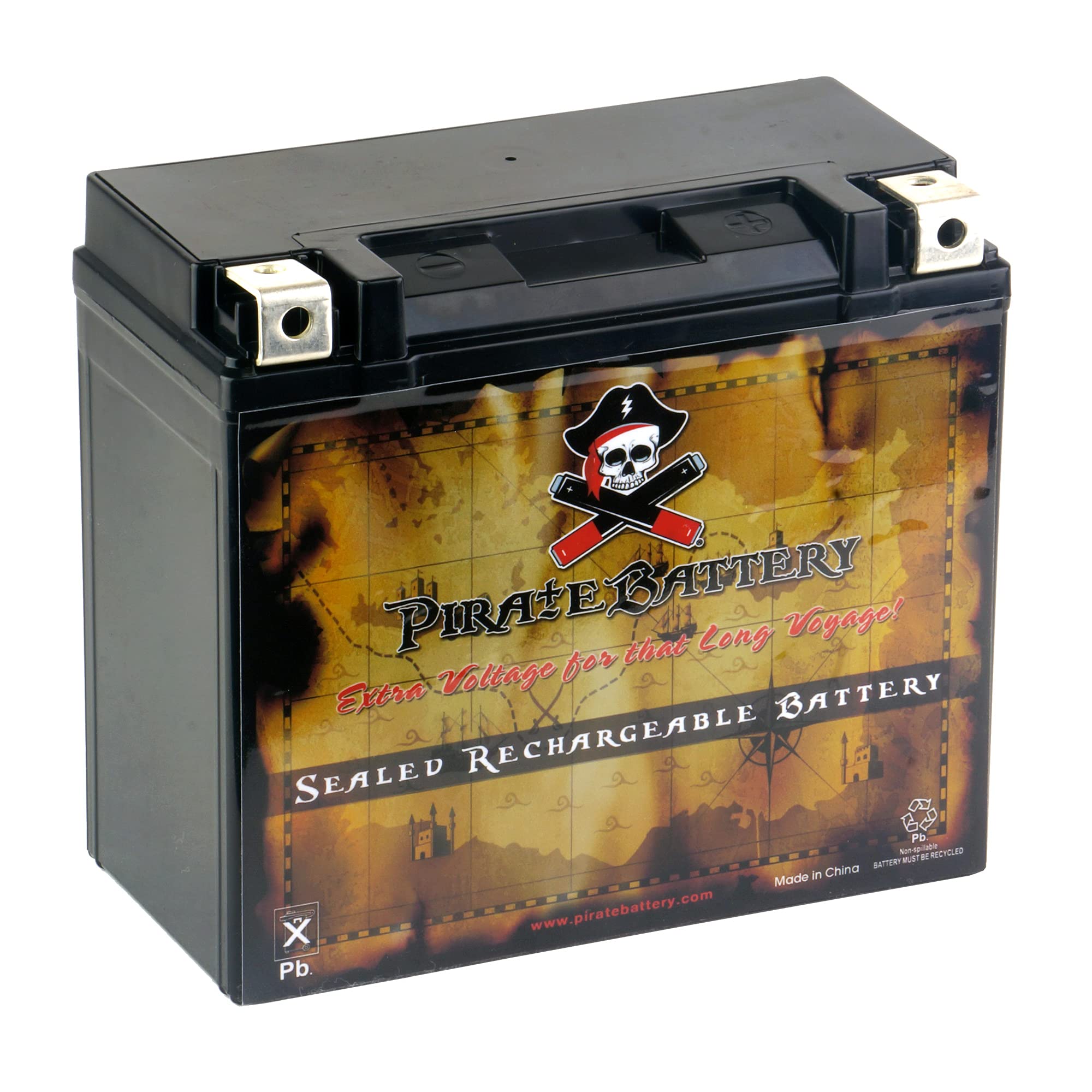 Pirate Battery Ytx20Hl-Bs Maintenance-Free 12V 19Ah Battery Replacement For Atv, Harley Davidson Motorcycle, Jet Skis, Scooter,