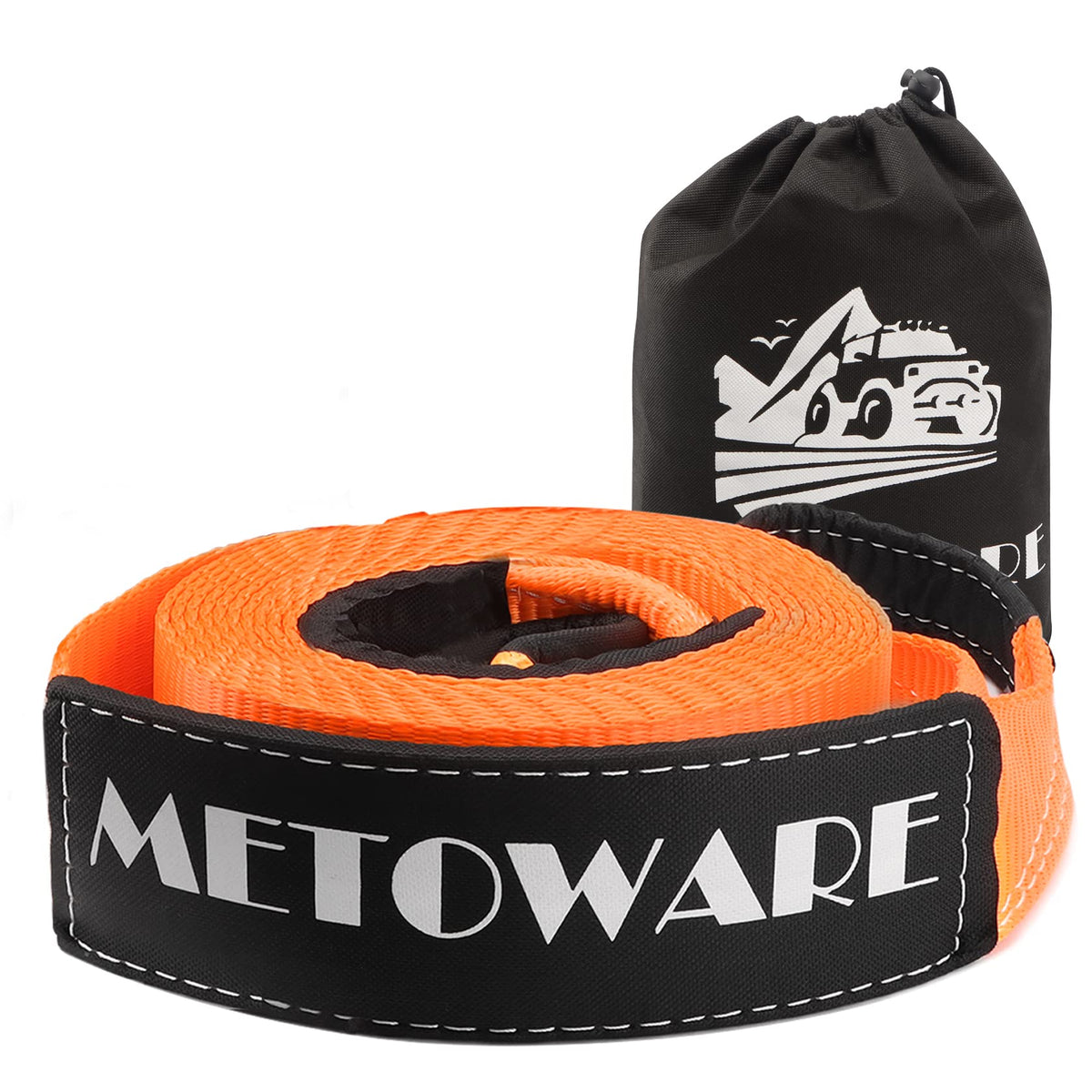 Metoware Tow Strap 3''    20Ft Recovery Strap, Heavy Duty Tow Straps With 35,000 Lb Capacity, Triple Reinforced Loop Straps, Eme