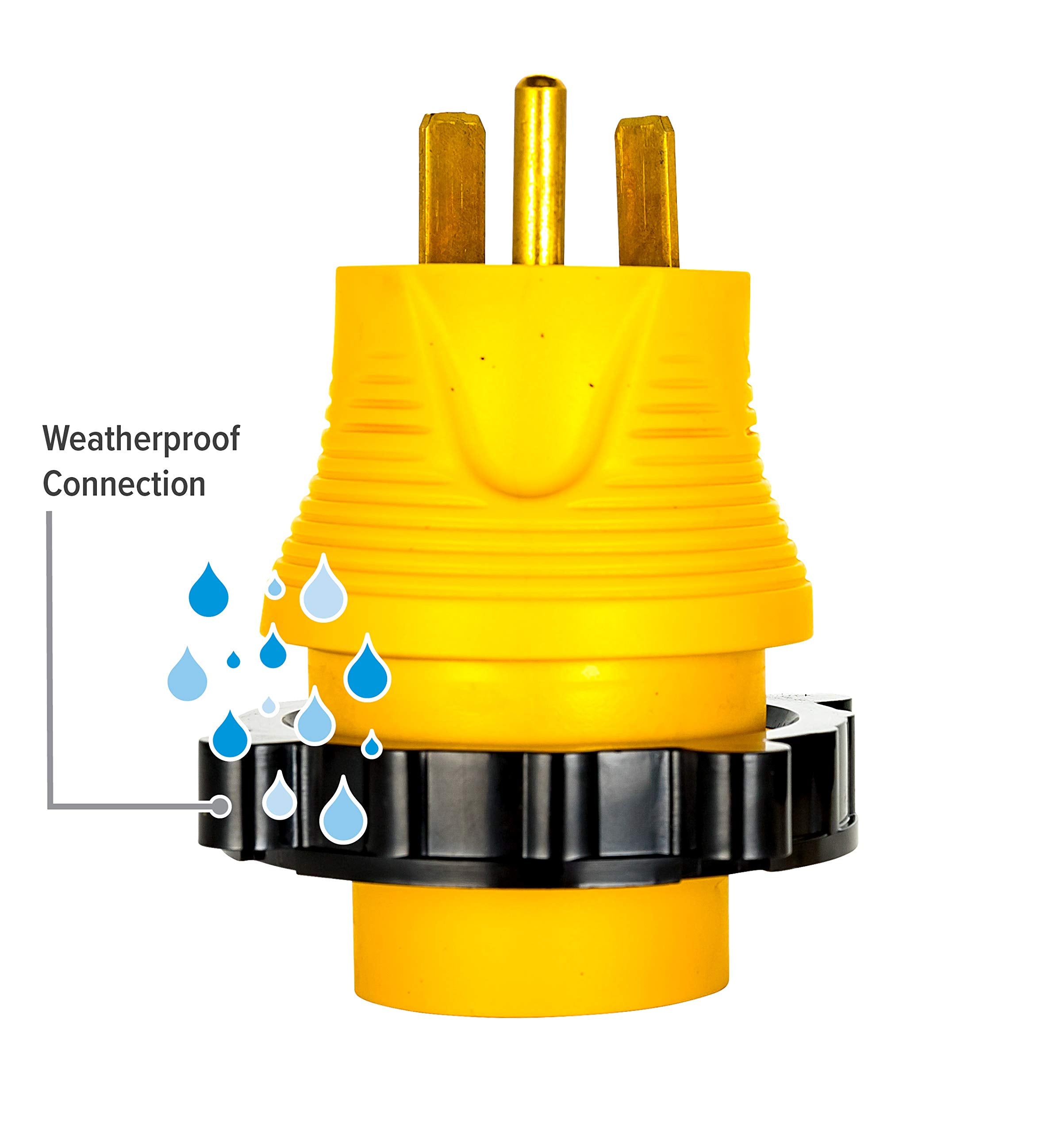 Camco Power Grip Camper/RV 30A-50A Locking Adapter | Compatible with 50-Amp Locking Plugs | Weatherproof Connection | 125 Volt / 3750 Watt (55643)