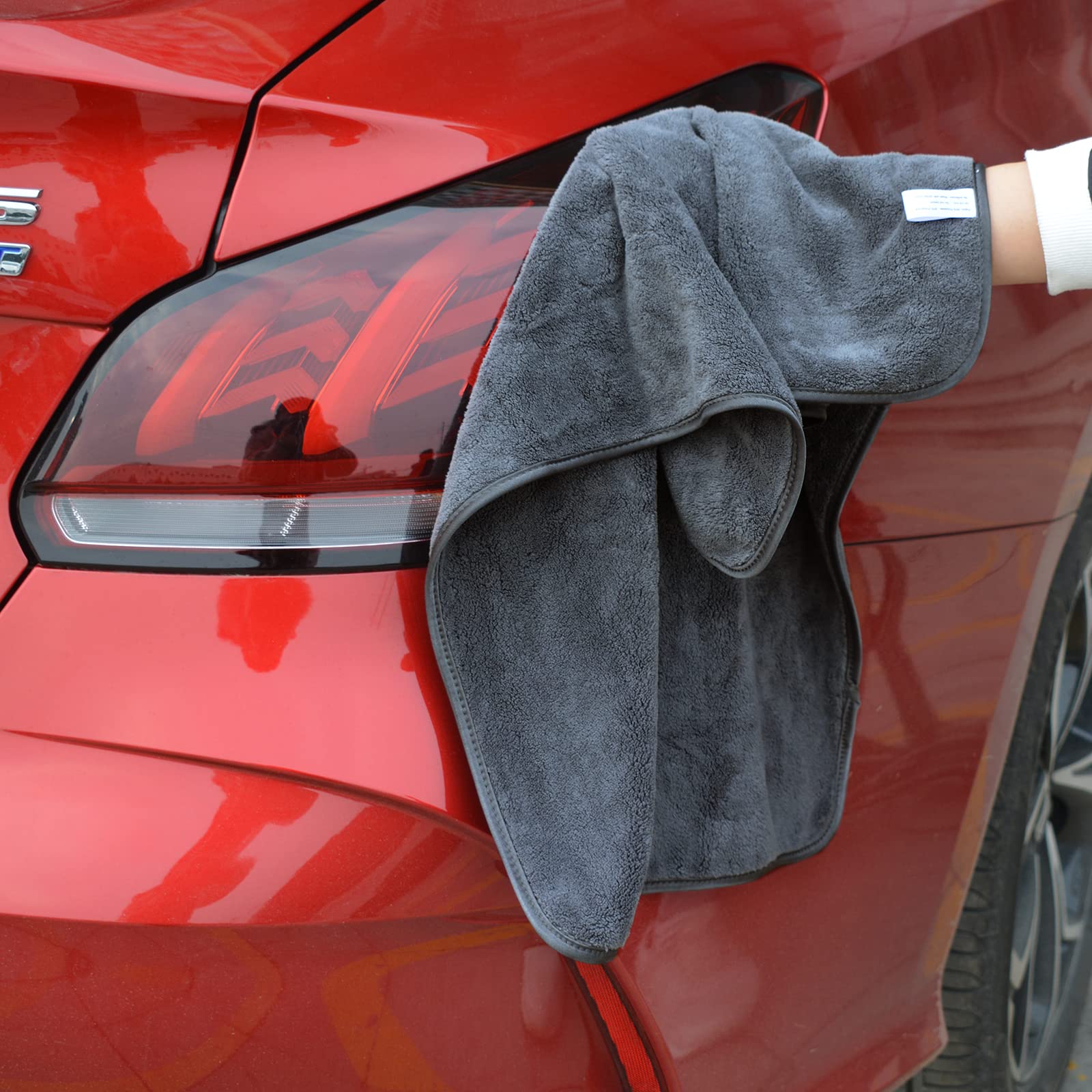 Sinland Microfiber Car Drying Towels Ultra Absorbent Car Cleaning Cloths Auto Detailing Towels Without Scratching 16Inch X 24Inch 3Pack Grey