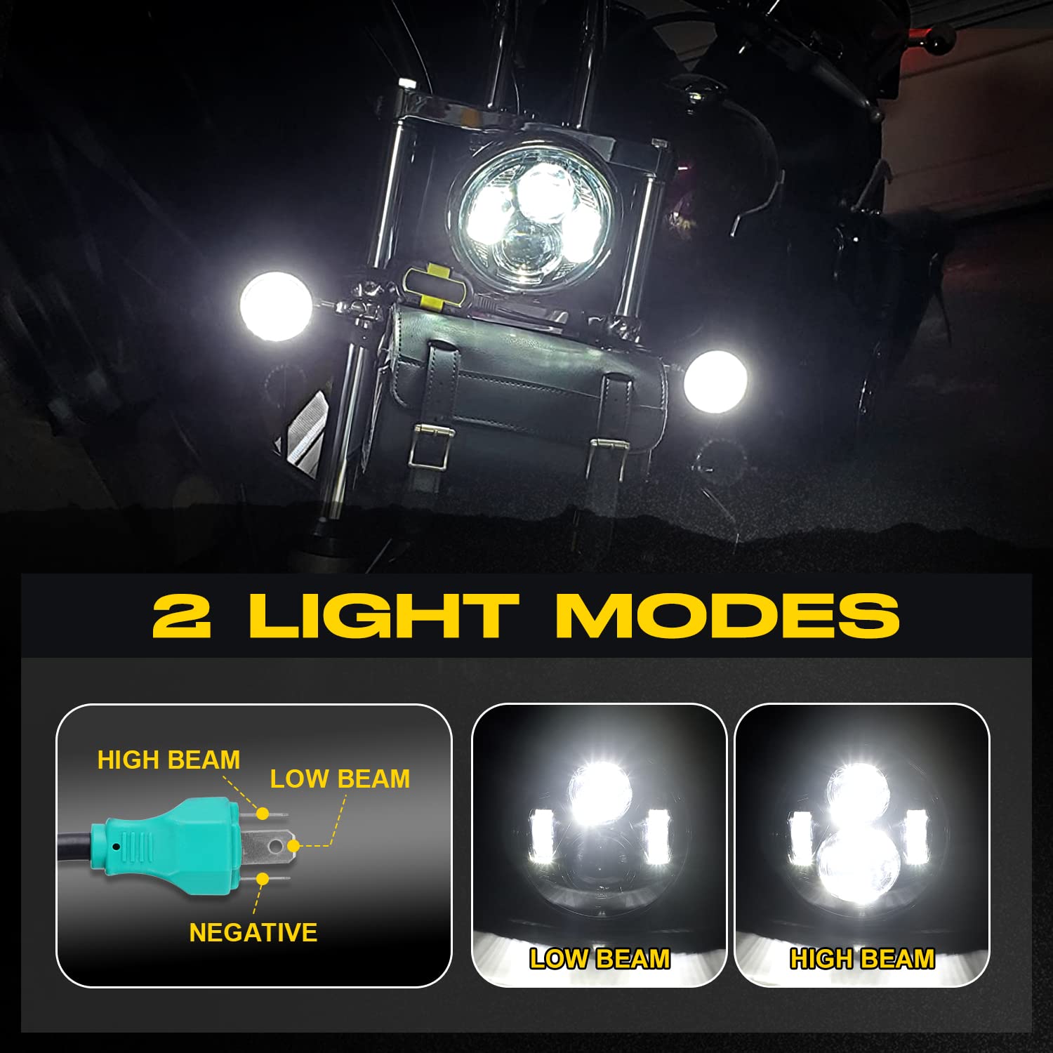 Lx-Light 51W 5-3/4 5.75 Inch Motorcycles Led Headlight With Emc Compatible With Iron 883 Dyna Street Bob Super Wide Glide Low Rider Night Rod Train Softail Deuce Custom Sportster,Black