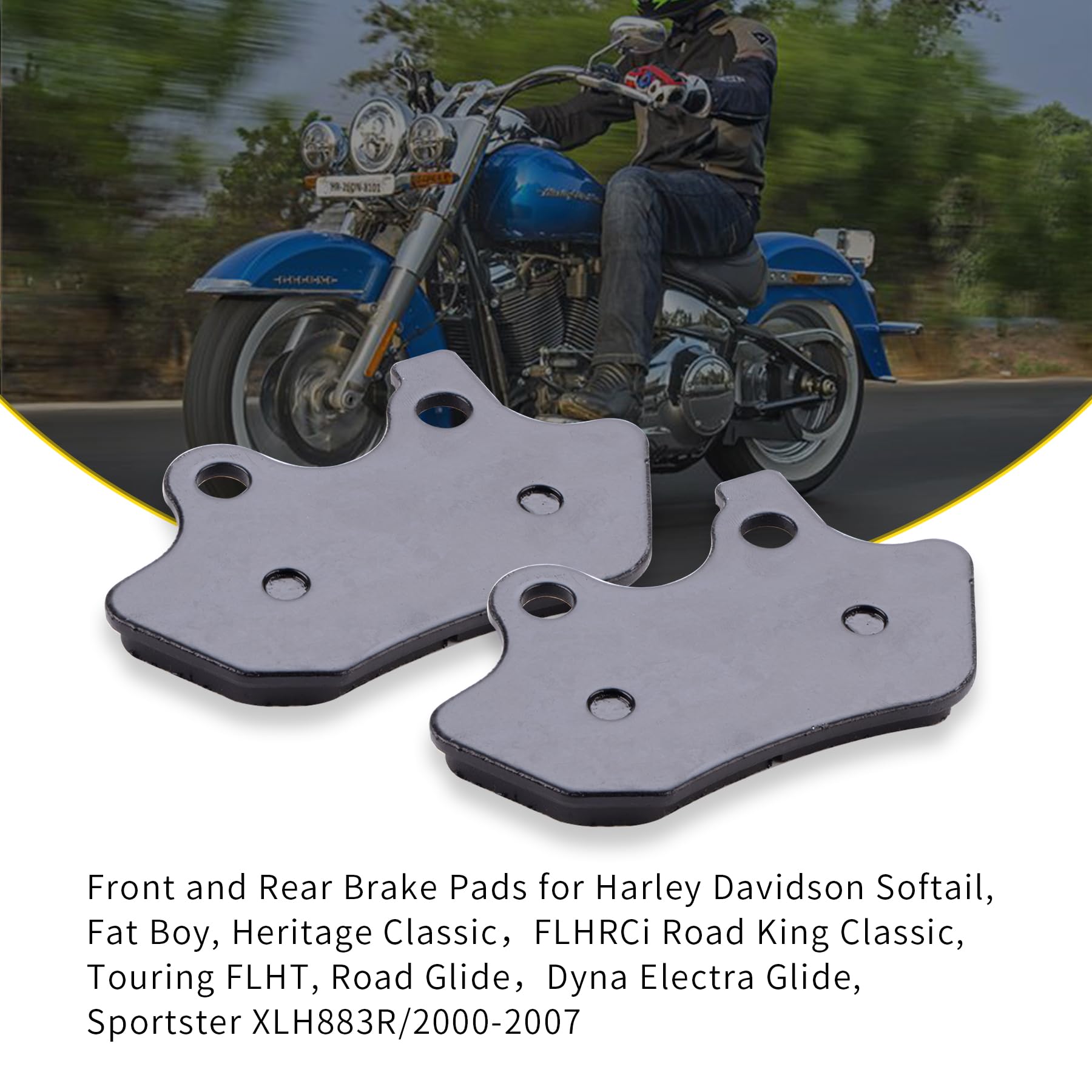 Mwmnun Front And Rear Brake Pads For Harley Davidson Softail, Fat Boy, Heritage Classic,Flhrci Road King Classic,Touring Flht, R