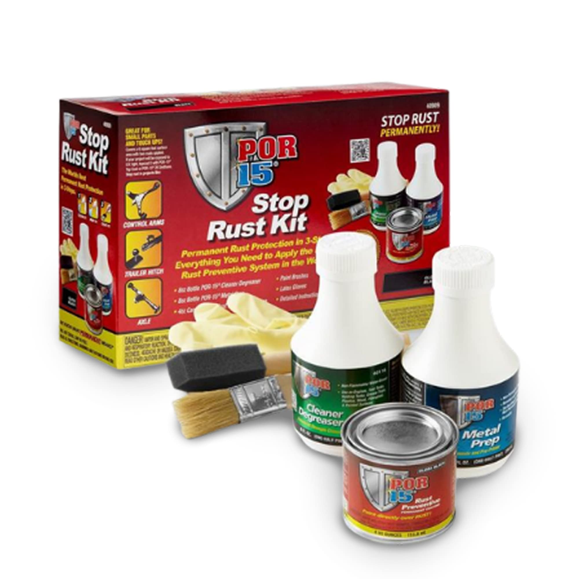 Por-15 Stop Rust Kit, Non-Porous Coating Seals And Protects Metal From Rust And Corrosion, Gloss Black