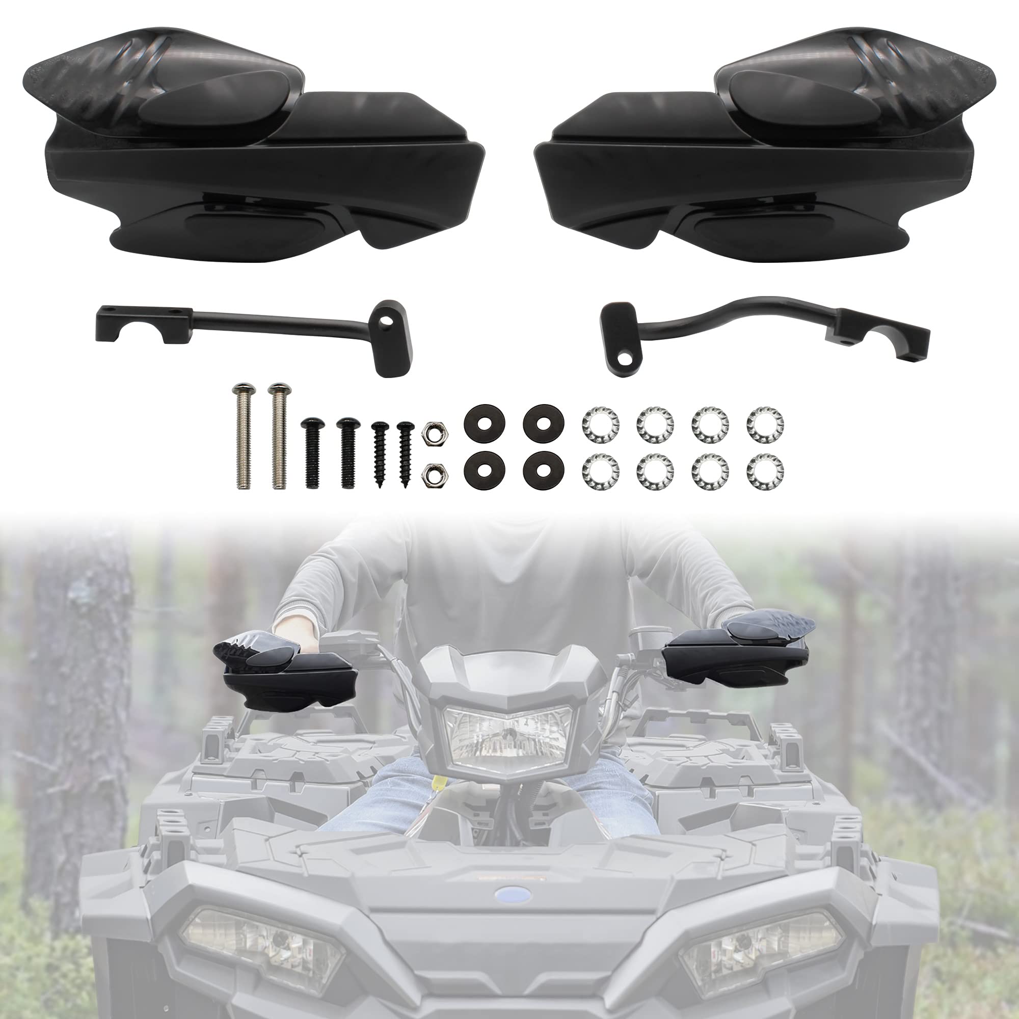 Sautvs Handguards With Mount Brackets Kit For Polaris Sportsman Scrambler 400 450 570 850 Xp 1000 2007-2024 Black Hand Guards Pr