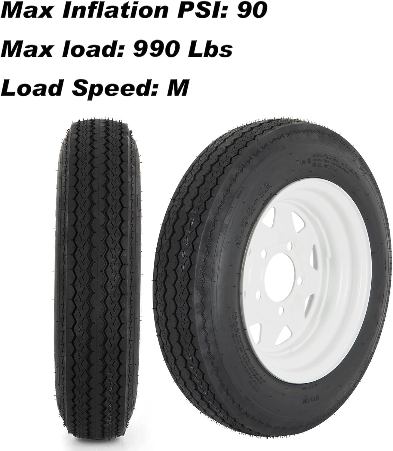 YUANXING 20.5x8-10 Trailer Tires on Rim - 5 Lug on 4-1/2 '' white Wheel - Load Range E,10PR, Set of 2