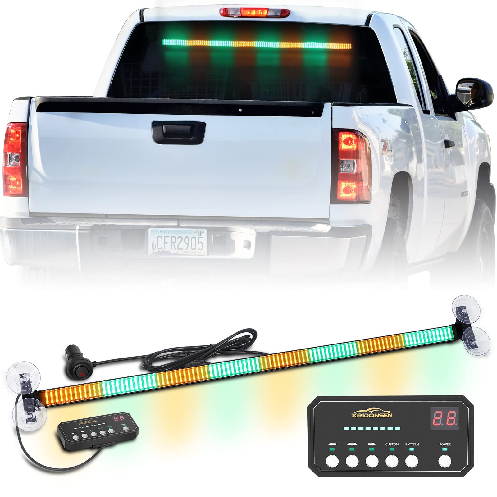 Xridonsen 35 Inch Traffic Advisor Light Bar 144 Led Green Amber Strobe Lights Emergency Warning Flashing Safety Interior Windshi