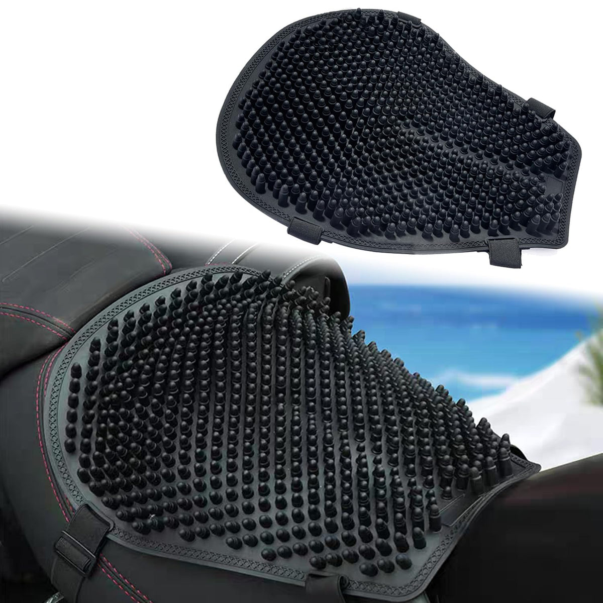 SUNPIE Motorcycle Seat Cushion Pad with Bullet Design, Universal Motorcycles Seat Cover Silicone Breathable Comfortable UV Resis