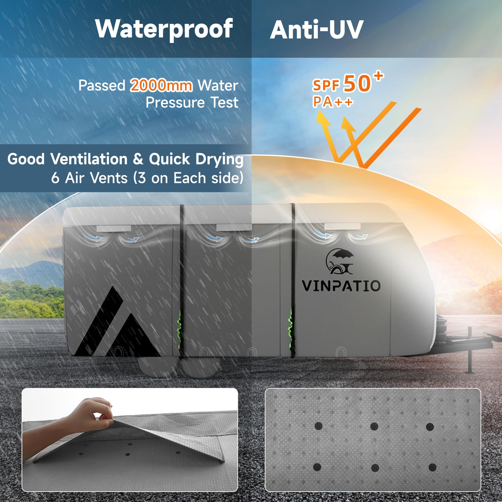 Vinpatio Travel Trailer Rv Cover: 7 Layers Heavy Duty Rv & Trailer Cover, Toy Hauler Cover Fits 16'-18' Rv Camper Cover With 4 T