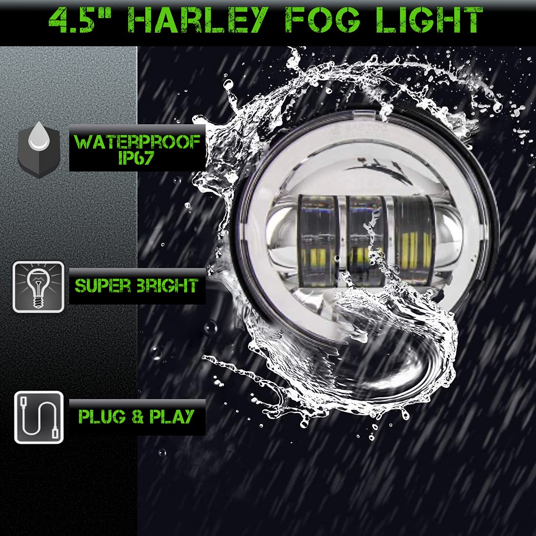 7" LED Headlight + 4.5" Fog Passing Light Combo – Fits Harley Ultra & Street Glide – Chrome