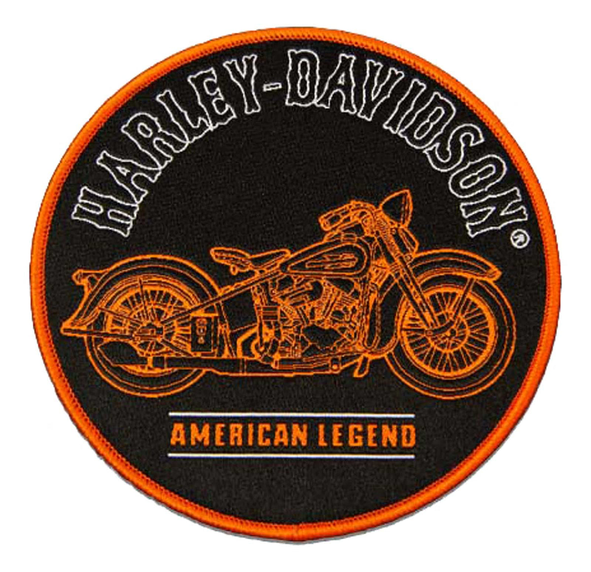 Harley-Davidson 4 In. American Legend Round Emblem Sew-On Patch - Black/Orange