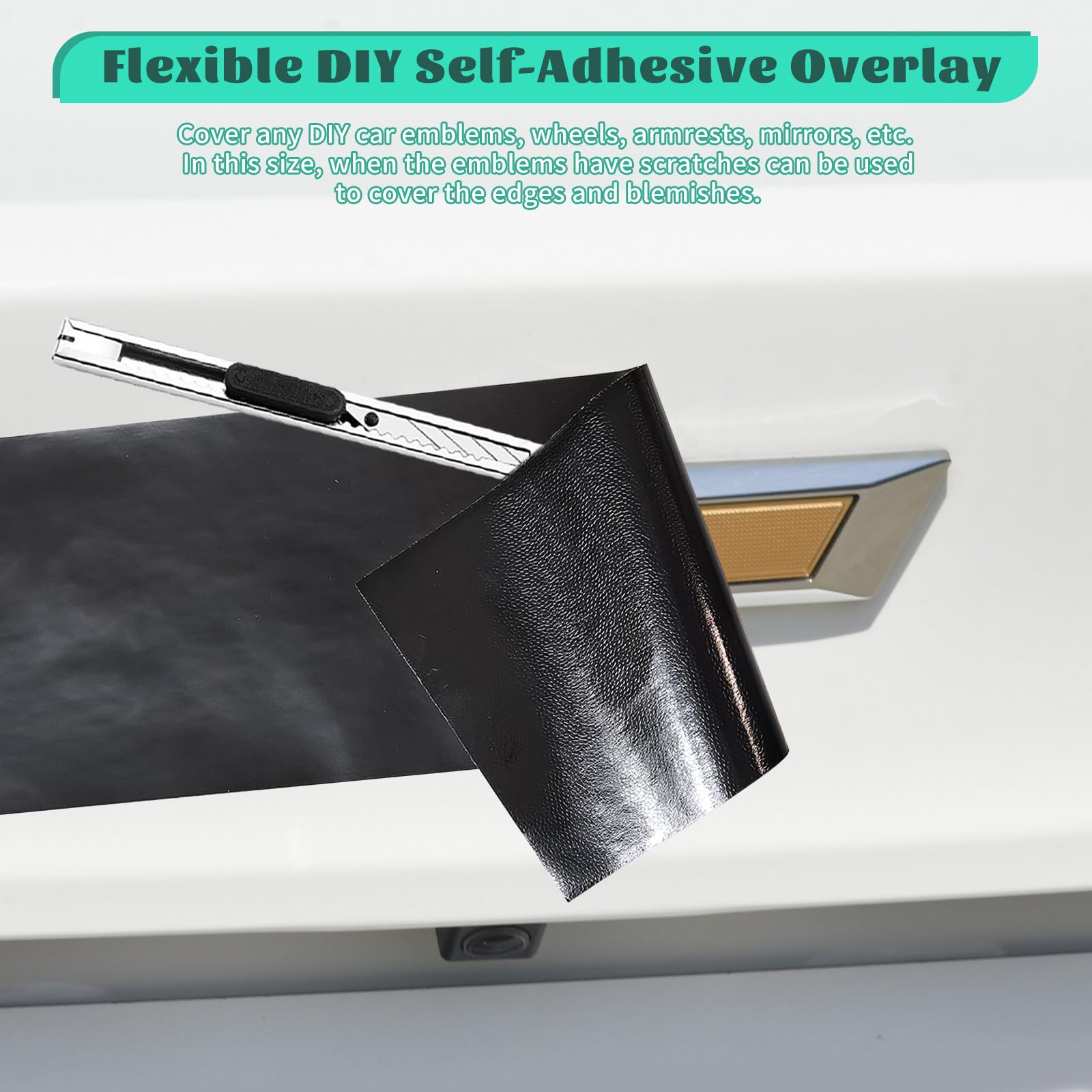 Blakaya 11.8'' X 4'' Bowtie Emblem Wrap Kit For Chevy Logo Overlay Vinyl Wrap With Spatula And Cutter 6Pcs Matte Black