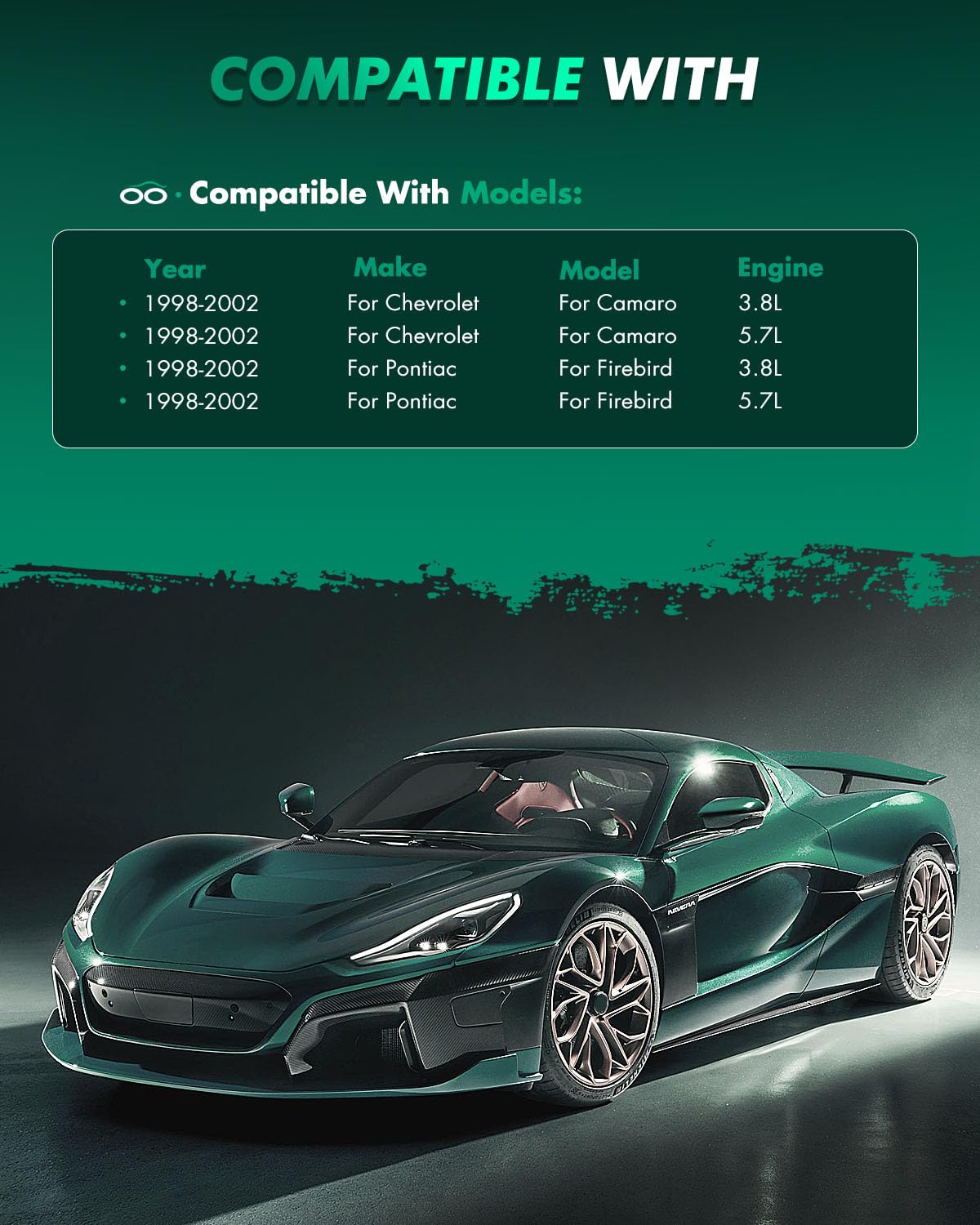 Ceramic Brake Pads Kits,Scitoo 8Pcs Disc Brakes Pads Set Fit For 1998-2002 For Chevy Camaro, 1998-2002 For Pontiac Firebird