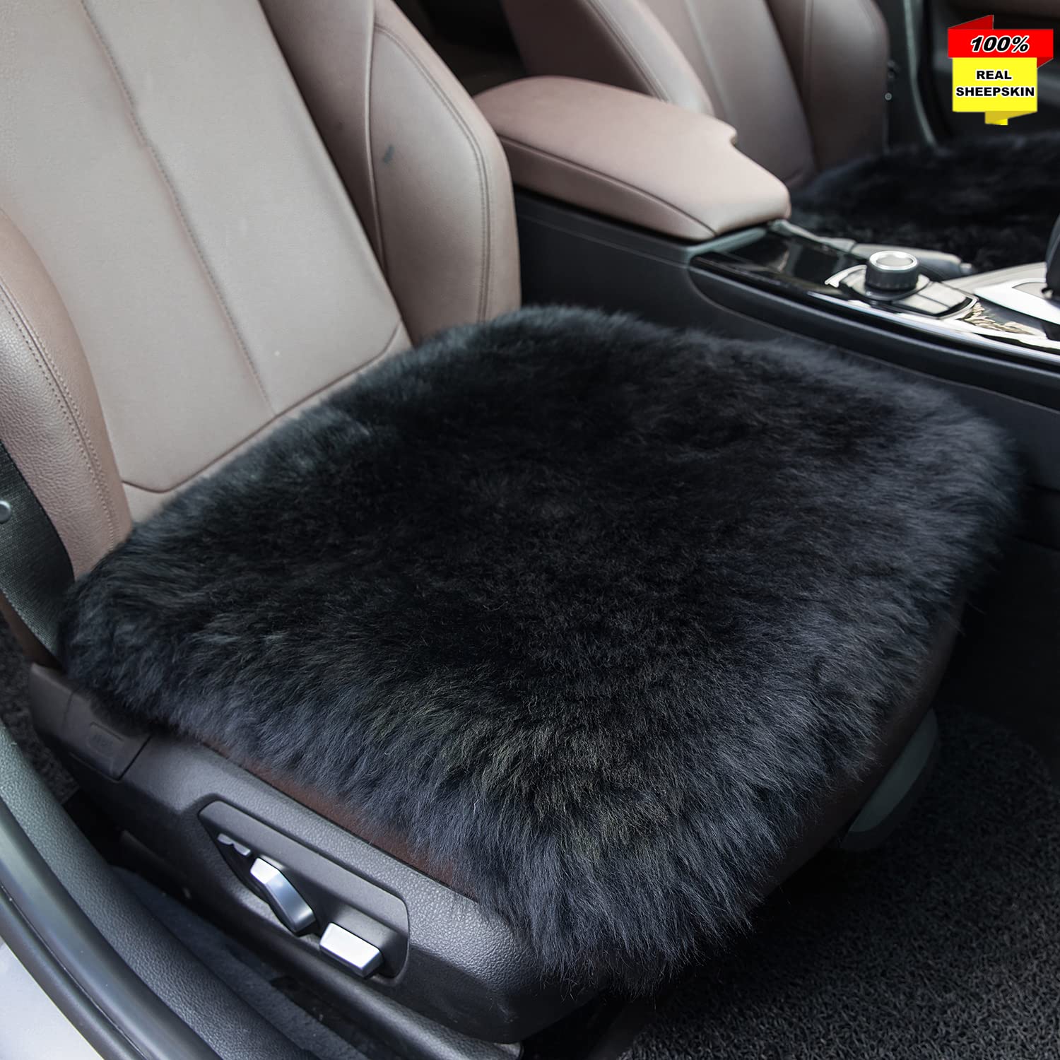 Sisha-A Winter Warmth: Universal Sheepskin Seat Cushion Cover - Natural Wool, for Cars, Trucks, SUVs & Vans - Cozy & Stylish Dri
