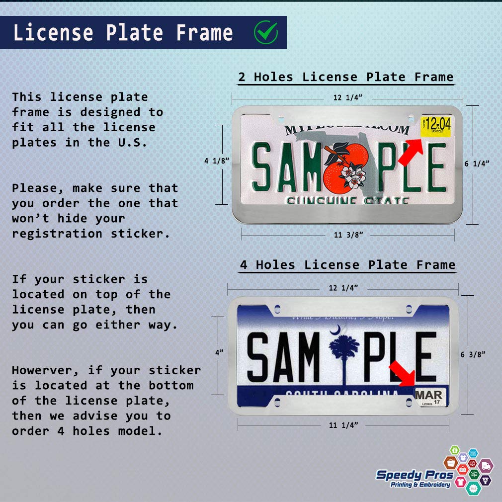 Speedy Pros Funny License Plate Frame Custom Personalized Text Zinc Cute Car Accessories License Plate Holder Chrome 2 Holes 1 Frame