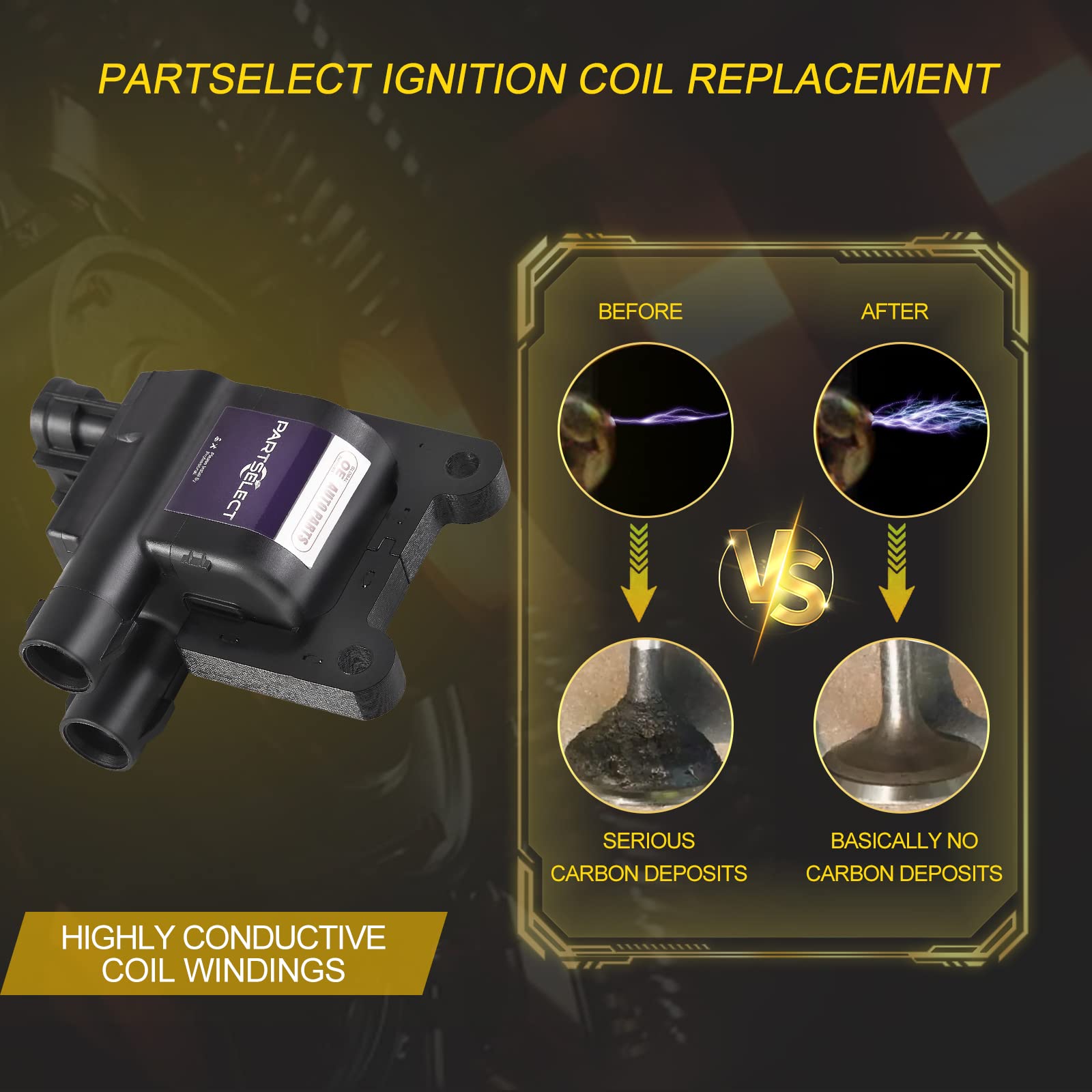 Partselect 2Pcs Ignition Coil Pack Uf-181 Uf-180 5C1298 C1133 C1132 Replacement For 1998-2001 Toyota Camry 4Runner Tacoma T100 R