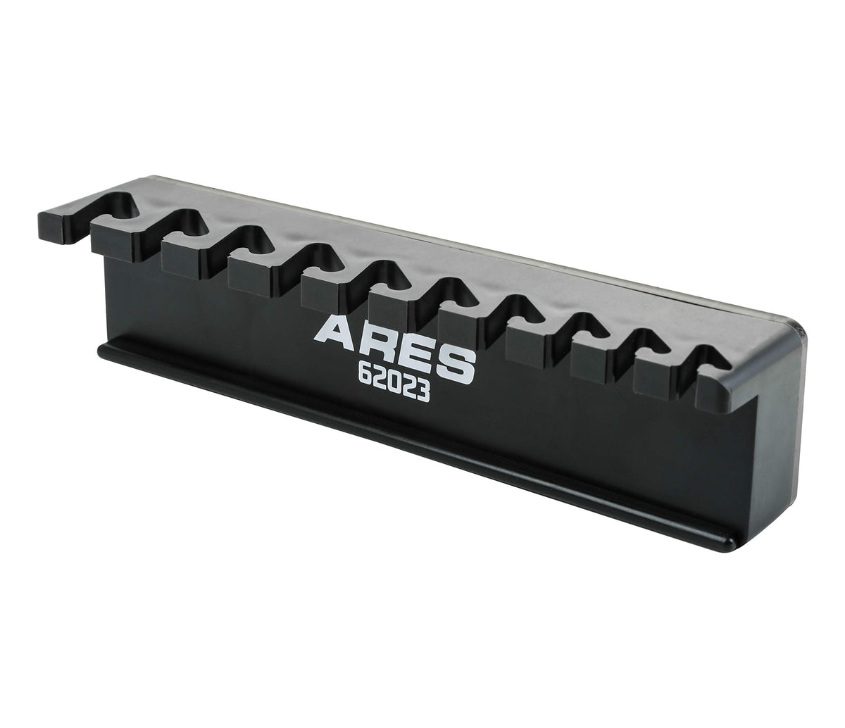 Ares 62023-10-Piece Black Magnetic Wrench Organizer - Sturdy Plastic Rack Stores Up To 10 Sae And Metric Wrenches And Keeps Your