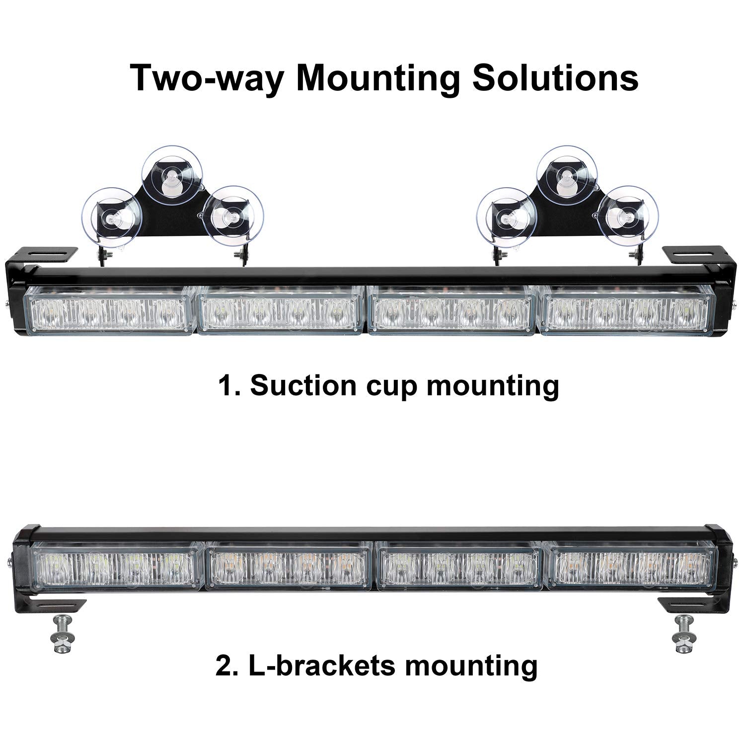 Aspl 2X16.8 Inch Emergency Flashing Led Traffic Advisor Strobe Light Bar 32Led 26 Flash Patterns Interior Safety Warning Lights