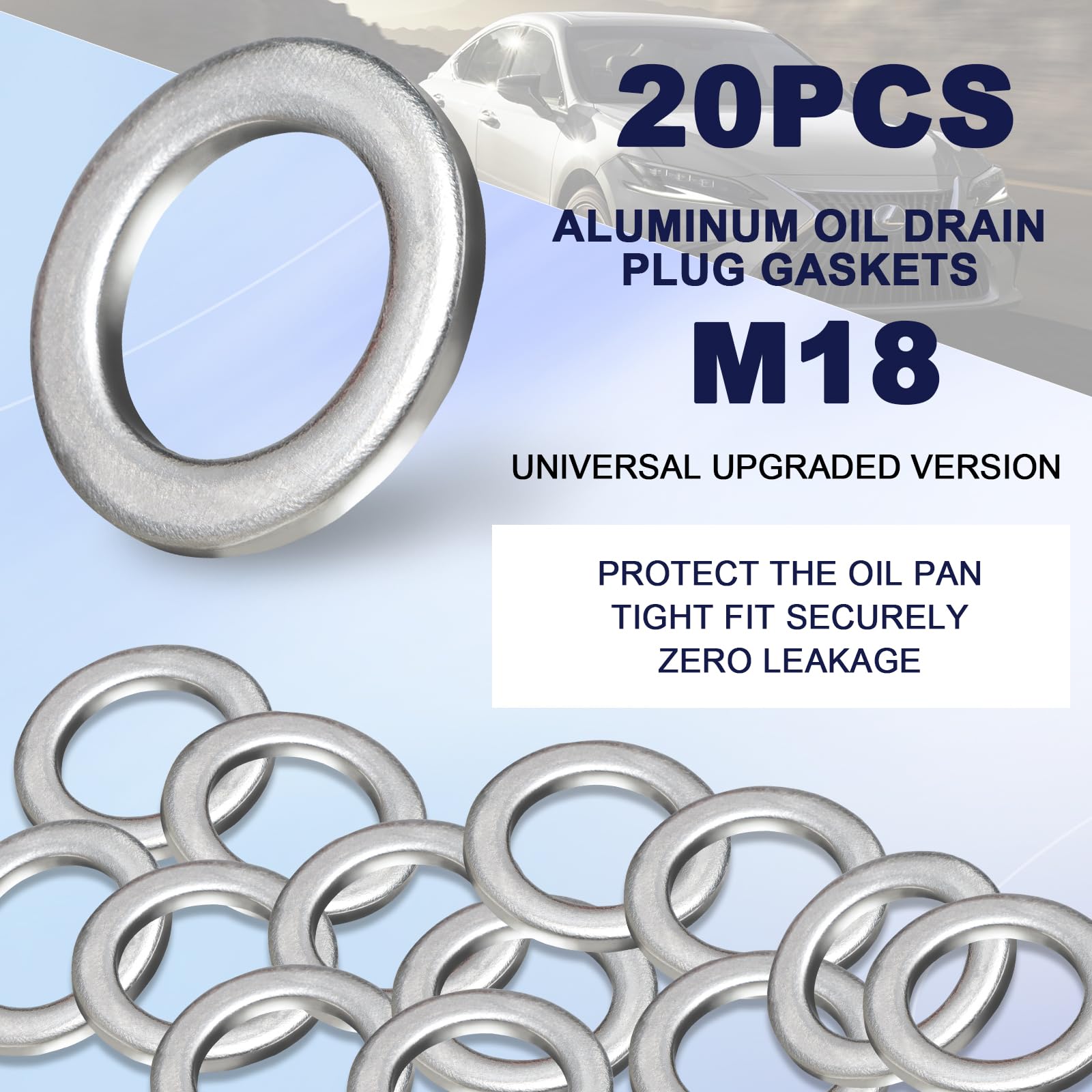 DCWecher 20-Pack 18mm Silver Transmission Fluid Oil Drain Plug Crush Washer Gasket - Premium Replacement for Honda Acura Models