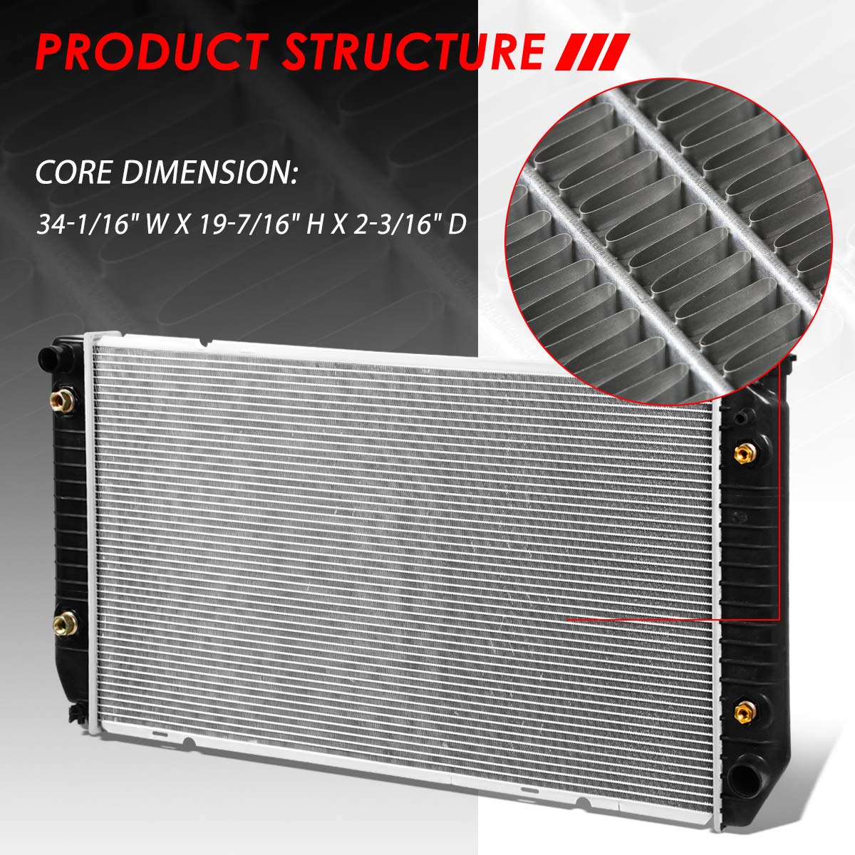 Auto Dynasty Radiator Compatible With 88-00 Chevy Gmc C/K2500 3500 Suburban 7.4L At, Dpi 1696 Factory Style 2-Row Cooling Radiat