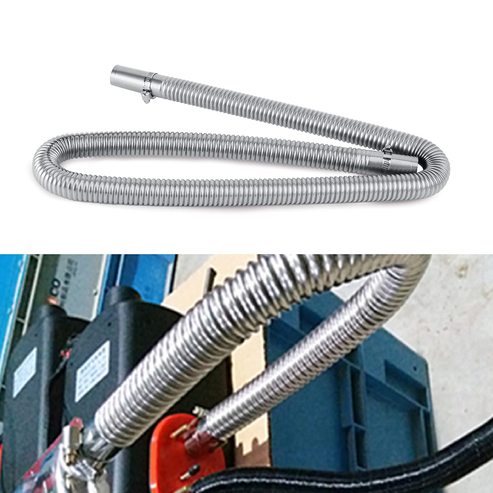 1 Inch Stainless Steel Exhaust Pipe Parking Air Heater Fuel Tank Diesel Gas Vent Hose Length 100Cm