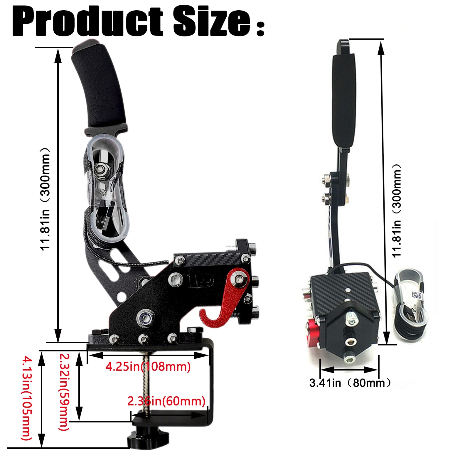 Obokidly Upgrade 2-In-1 Usb Handbrake Support G29 Compatible With Ps4/Ps5 + Pc For Simracing Game Sim Rig With Clamp (Black)
