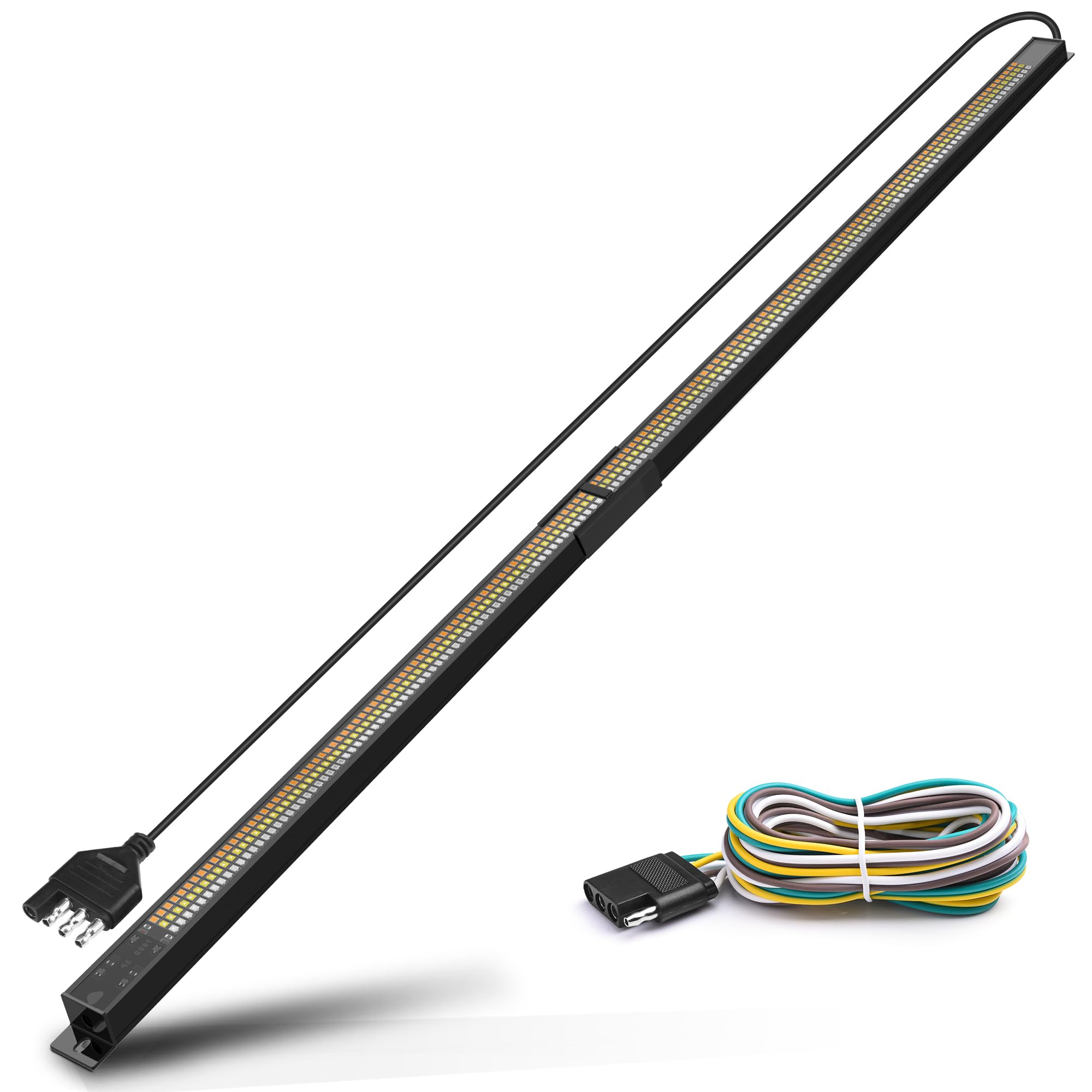 Mictuning 60'' Triple Led Tailgate Light Bar Ip68 Waterproof Plug-And-Play Folded Aluminum Frame With 4-Way Flat Connector - Ful