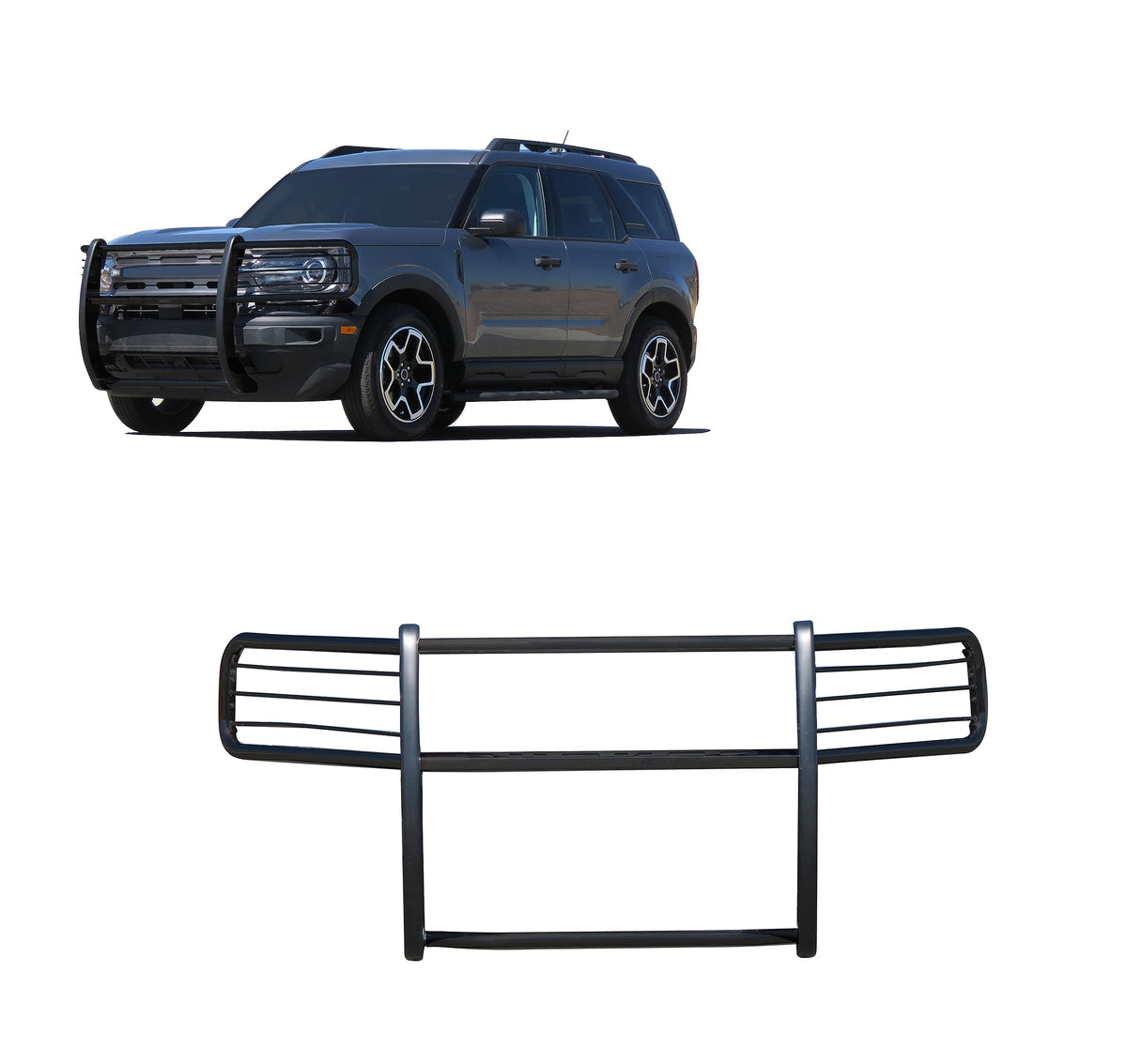 Black Horse Grille Brush Bumper Guard Modular Black Compatible With 2021-2024 Ford Bronco Sport-17Fp11Ma