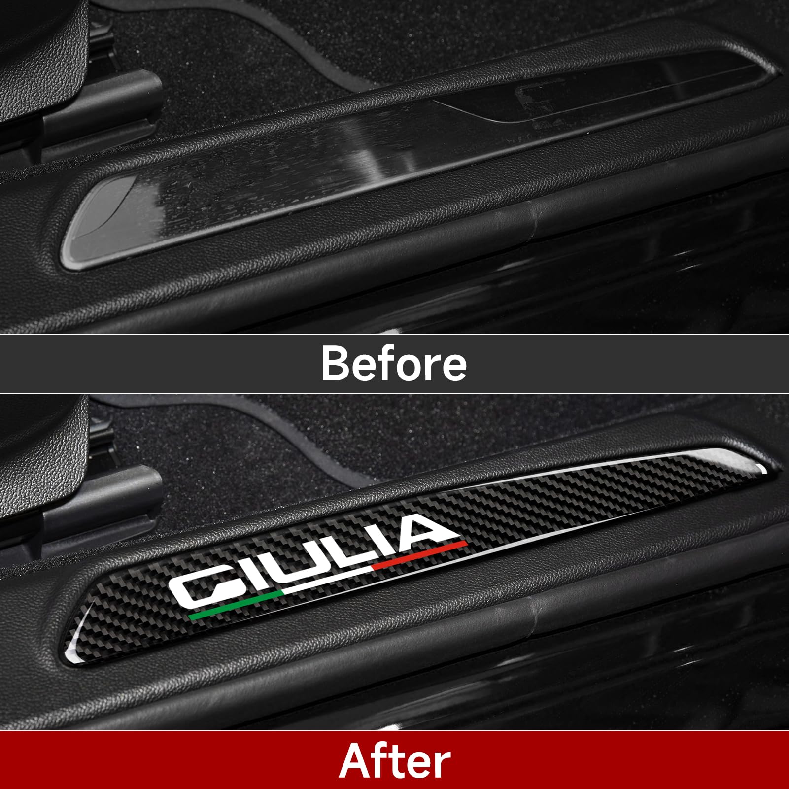 2Pcs Car Threshold Protection Sticker Decals Trim Carbon Fiber Door Entry Guard Compatible With Alfa Romeo Giulia 2017 2018 2019
