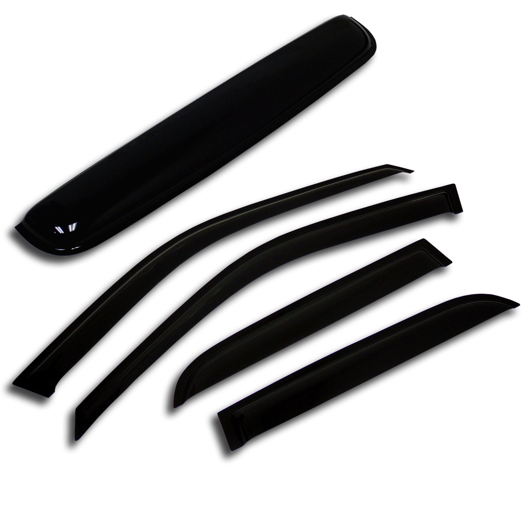 Window Visor & Sunroof 5 Pcs Set Combo | 2.0Mm Outside Mount Car Rain Guard Side Deflectors | Dark Smoke Moonroof Rain Shields C