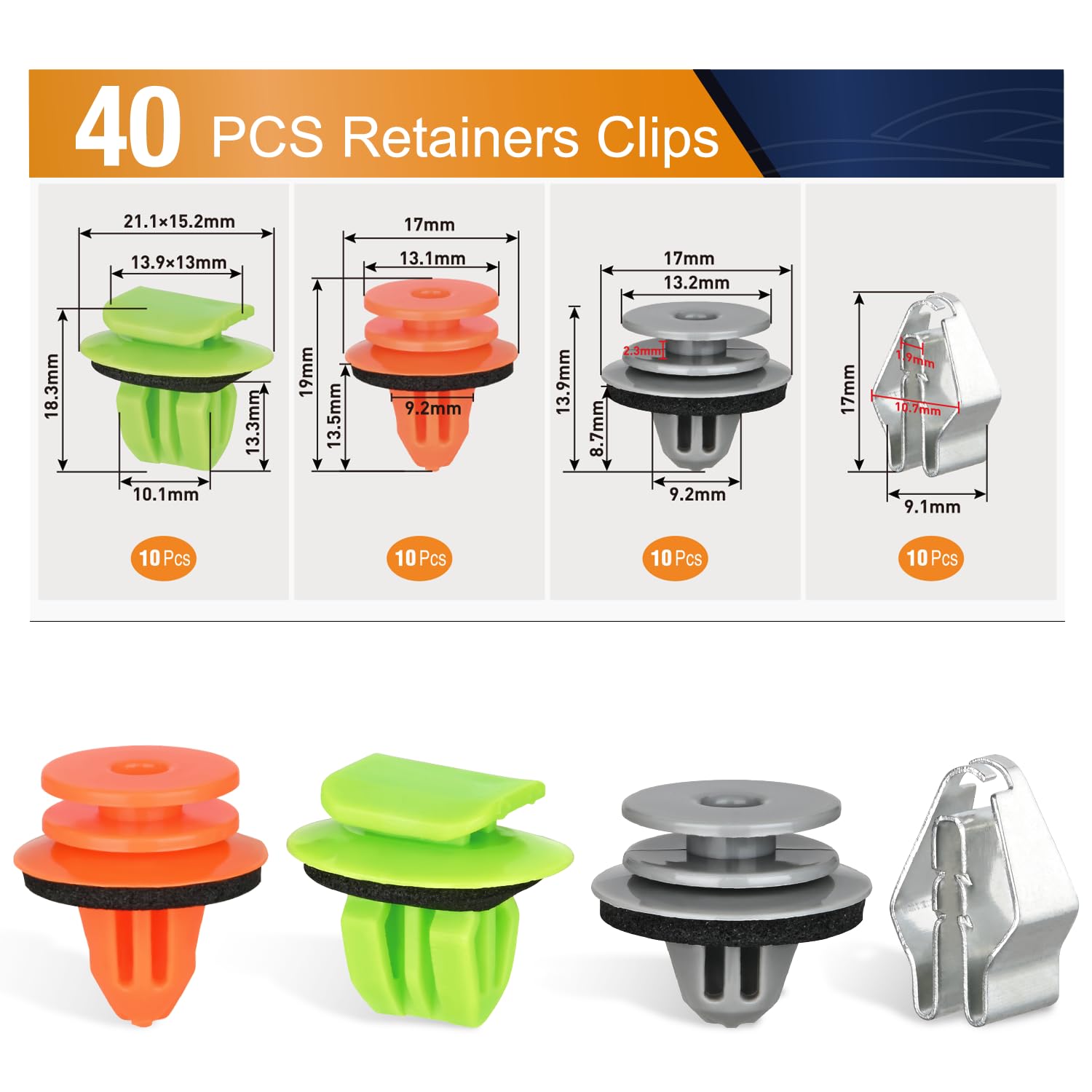 Gooacc 40Pcs Liftgate Interior Trim Moulding Clips Trunk Trim Panel Retainer Clip For Benz Mercedes 000-991-90-98, 000-991-89-98