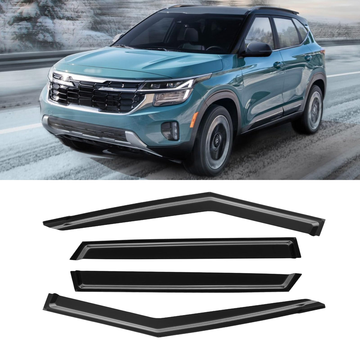 AWVRG Window Rain Guards for Kia Seltos 2021-2025, Window Visor Guard Vent Wind Shade Deflector Rain Shield Protector Sun Visor 