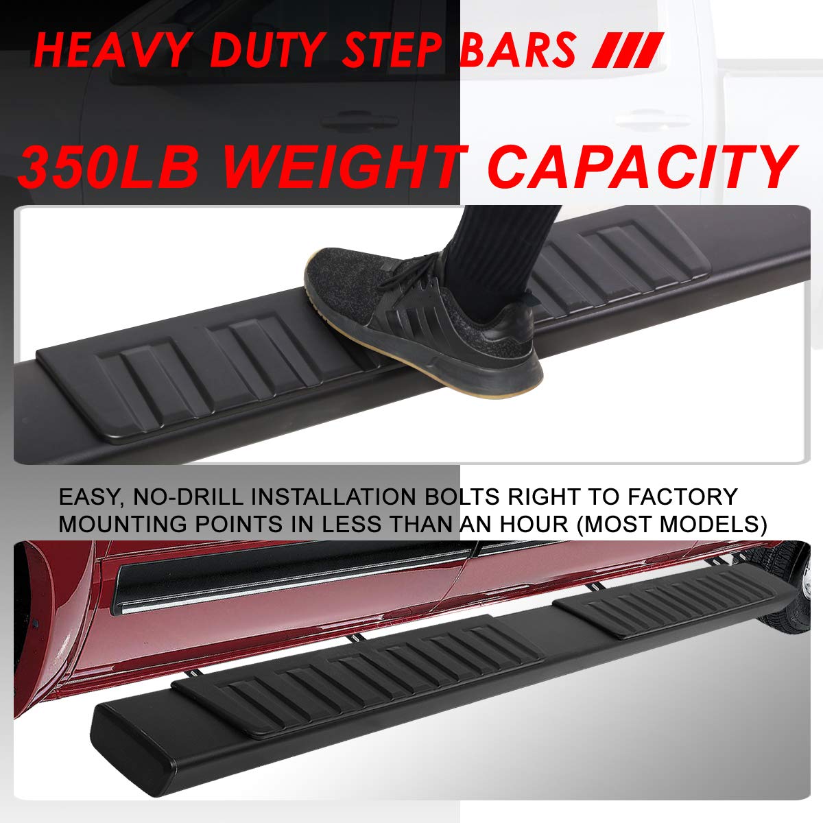 Auto Dynasty 6.7 Inches Side Step Nerf Bar Running Boards Compatible With Silverado Sierra 1500 2500Hd 3500Hd Crew Cab 07-19, St