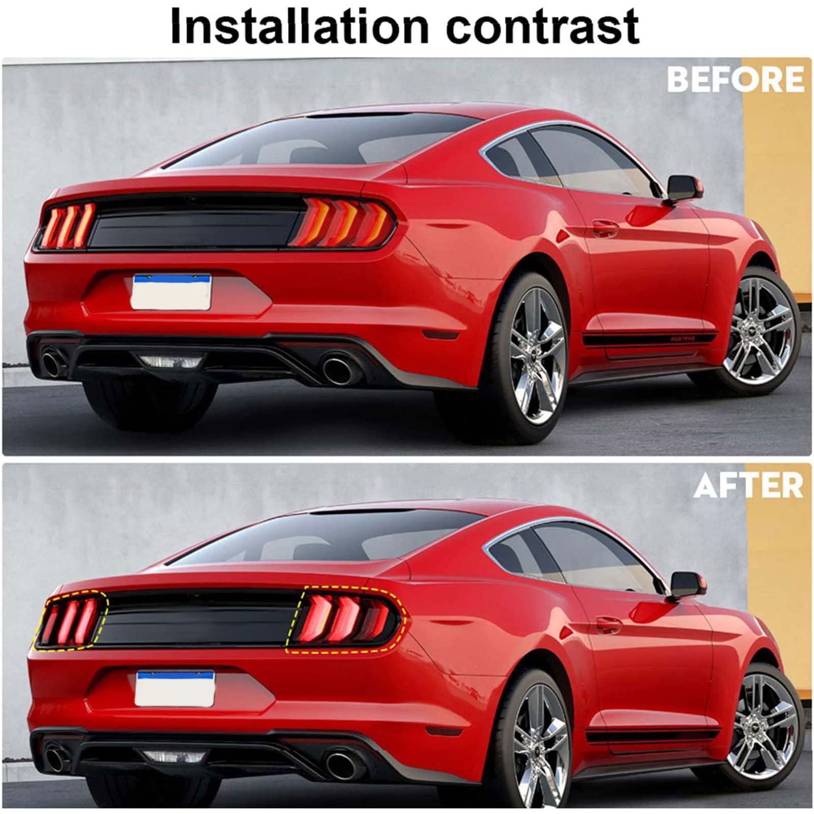 Rt-Tcz Tail Light Lamp Cover Guard Trim Frame Bezels Decoration Accessories Compatible With Ford Mustang 2018-2023(2018+ Smoke B