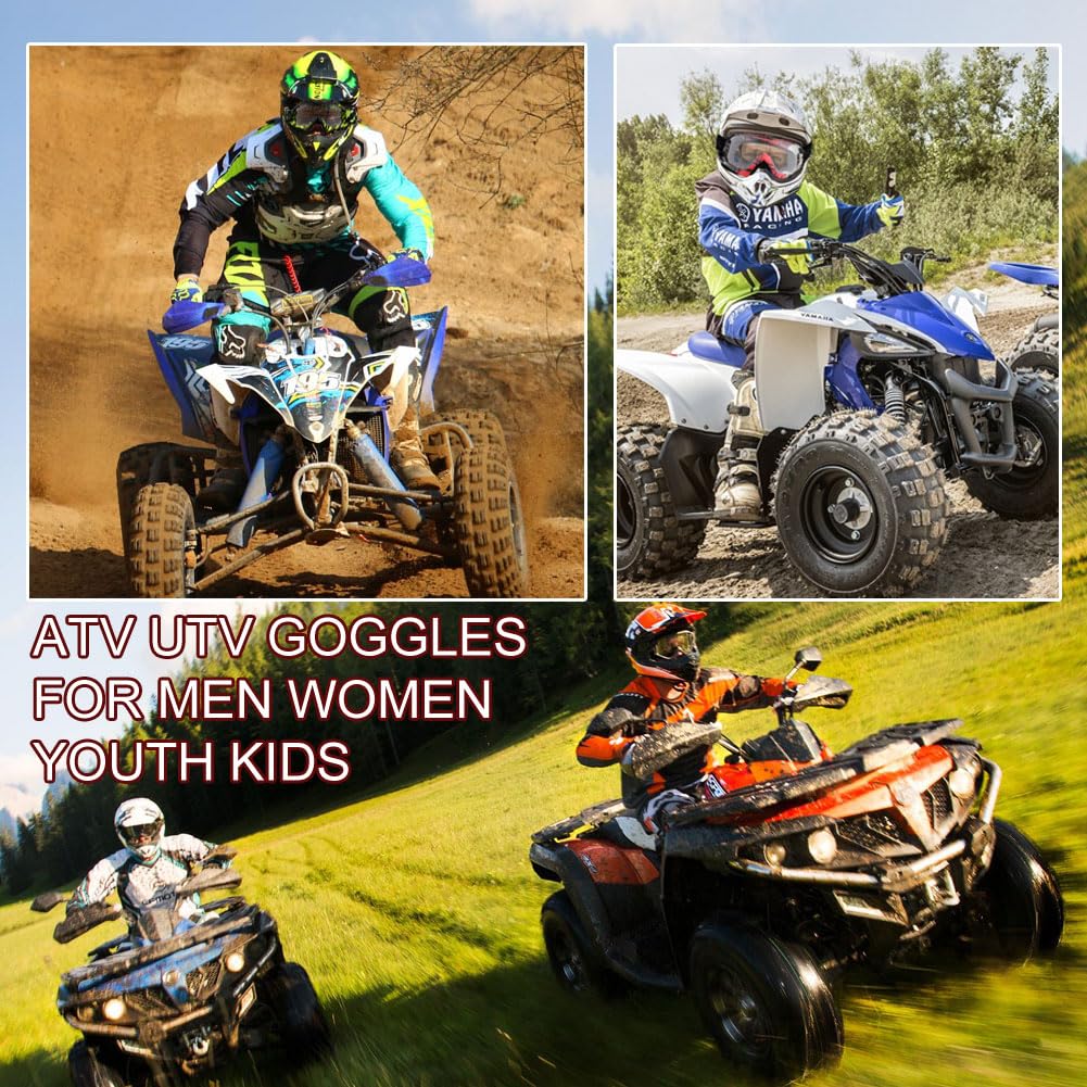 Sposune Dirt Bike Goggles Uv400 Motorcycle Motocross Riding Atv Windproof Dustproof Off Road Goggles For Adults Men Women Youth