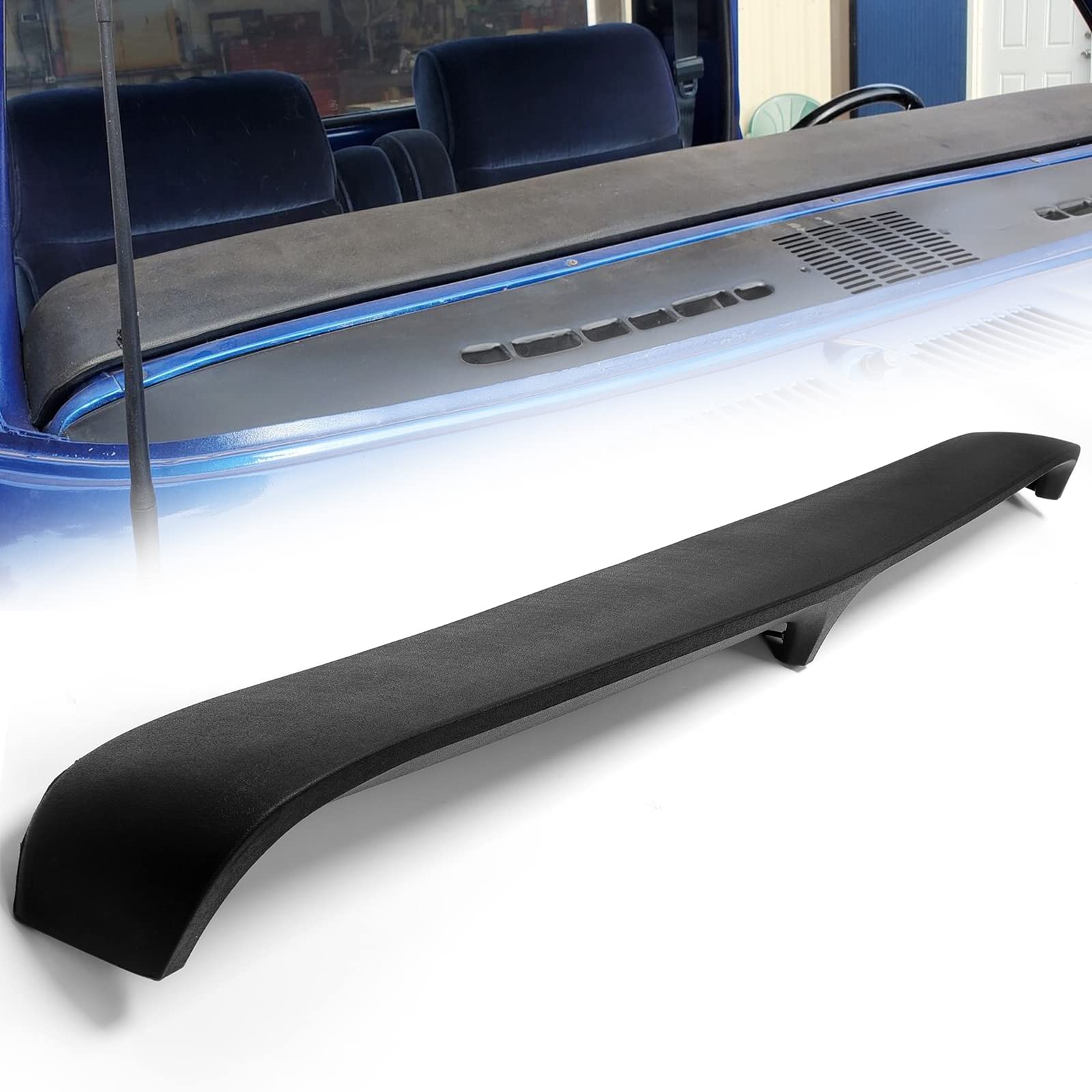 Hecasa Black Dash Cover Dashpad Cover Compatible With 1973-1979 Ford F100 F150 F250 F350 Bronco Replacement Dash Pad