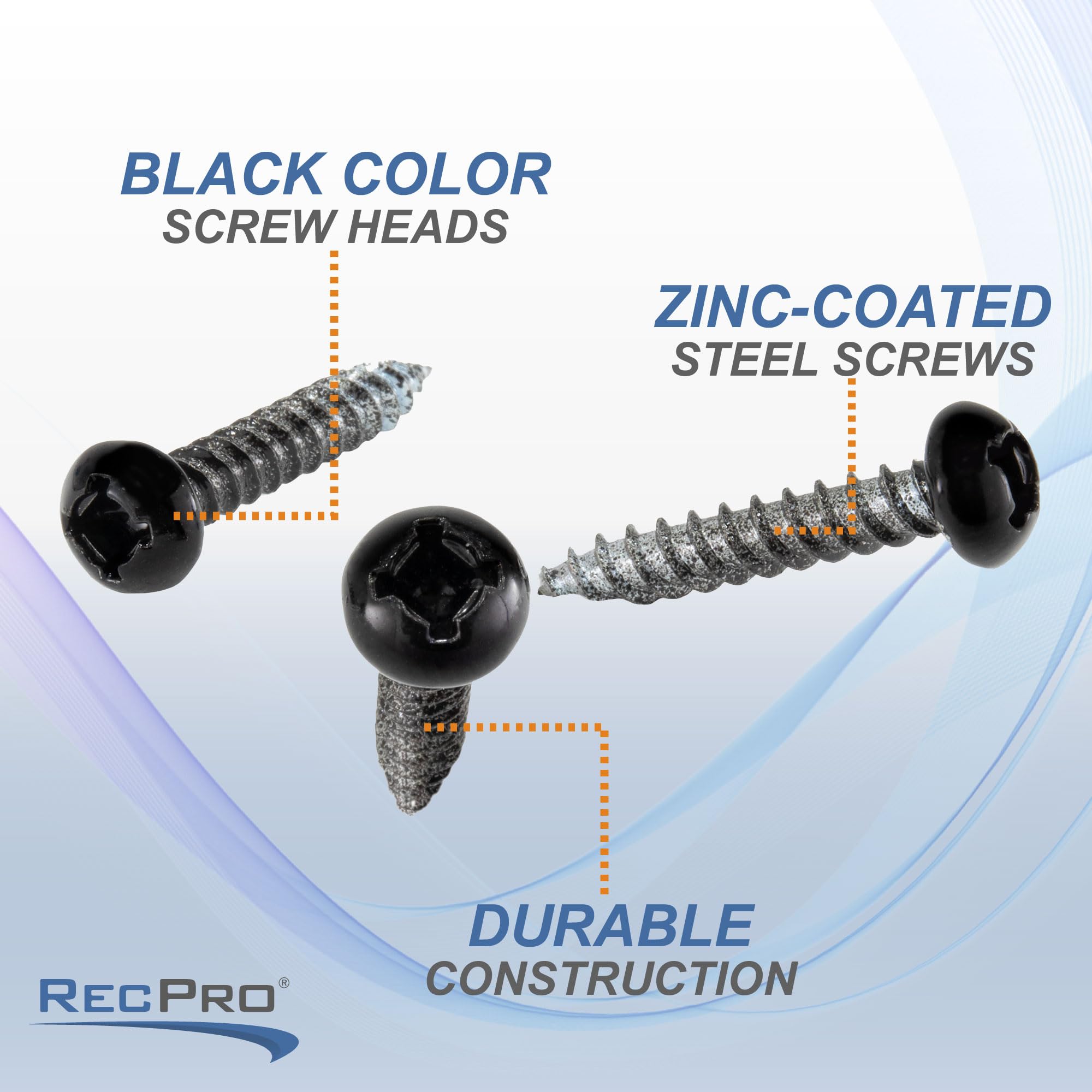 Recpro 8X1 Pan Head Metal Rv Screws | Polar Black | Multi-Pack | Rv Interior Screws | Factory Finished Look | (250)