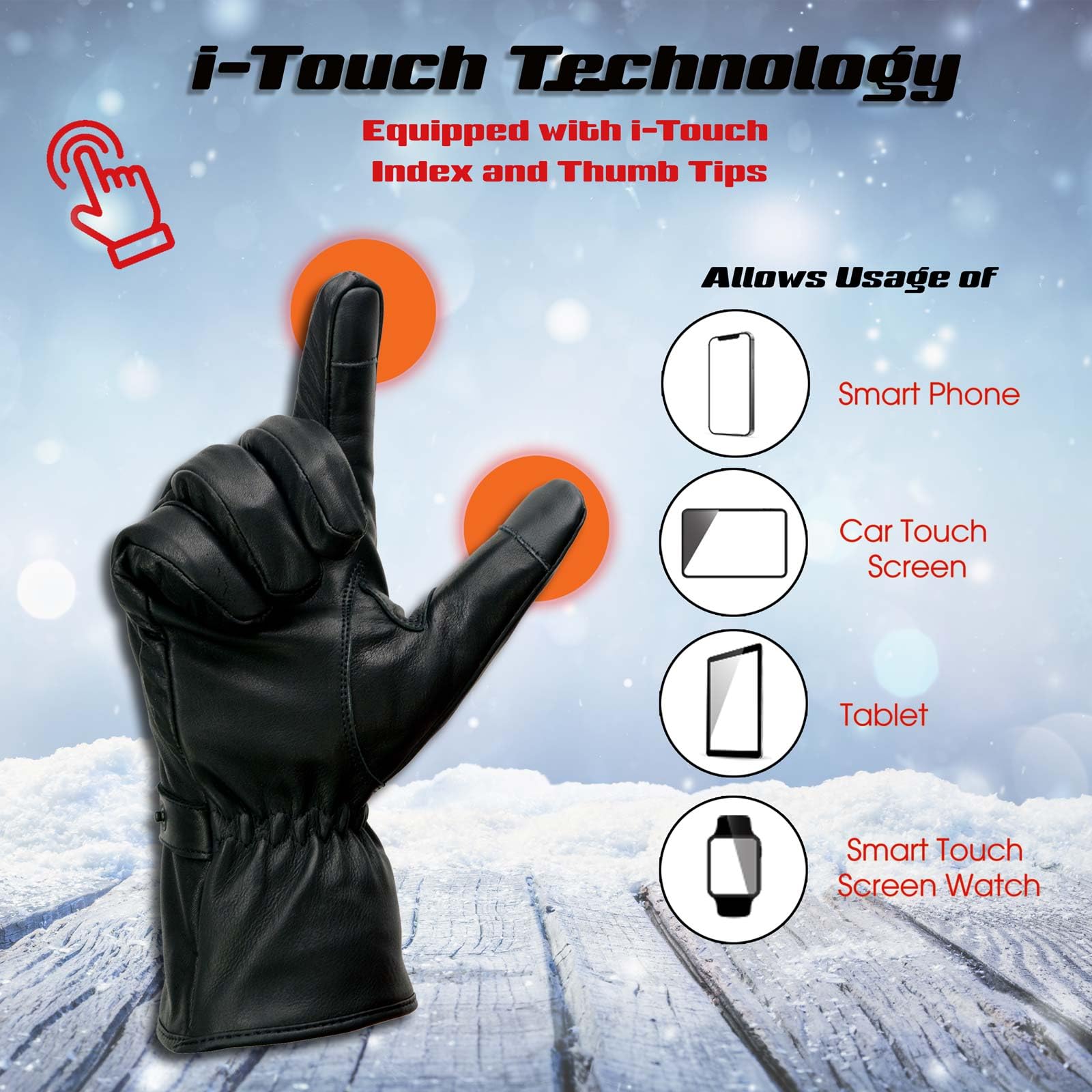 Milwaukee Leather MG7519SET Heated Gloves for Mens Fingers Winter Glove for Motorcycle Ski Hunting Hiking w/Battery-4X