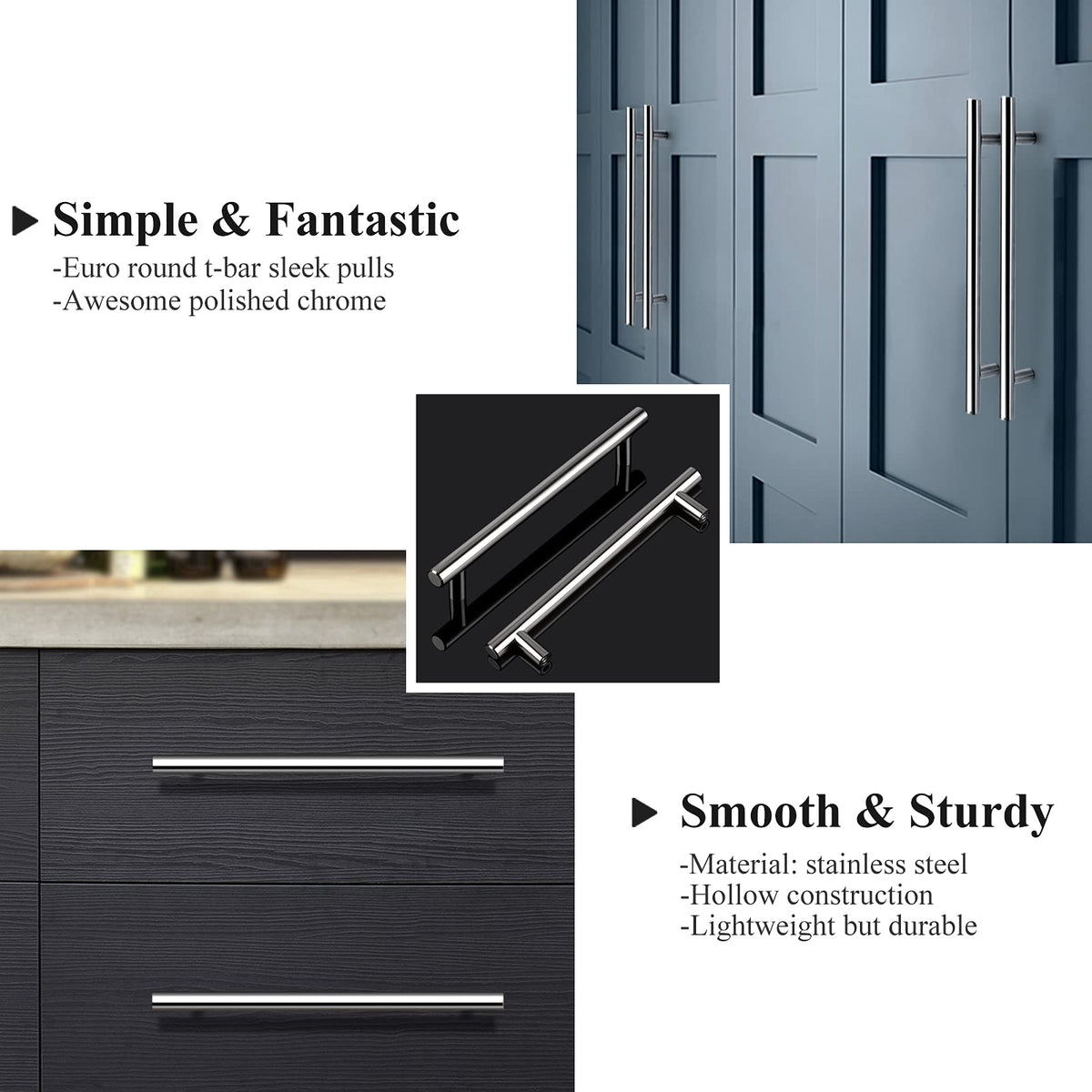 Probrico 15 Pack | Polished Chrome Cabinet Pulls, 7-9/16 Inch Hole Center, 10 In WBHDWB01MR8ZHUH